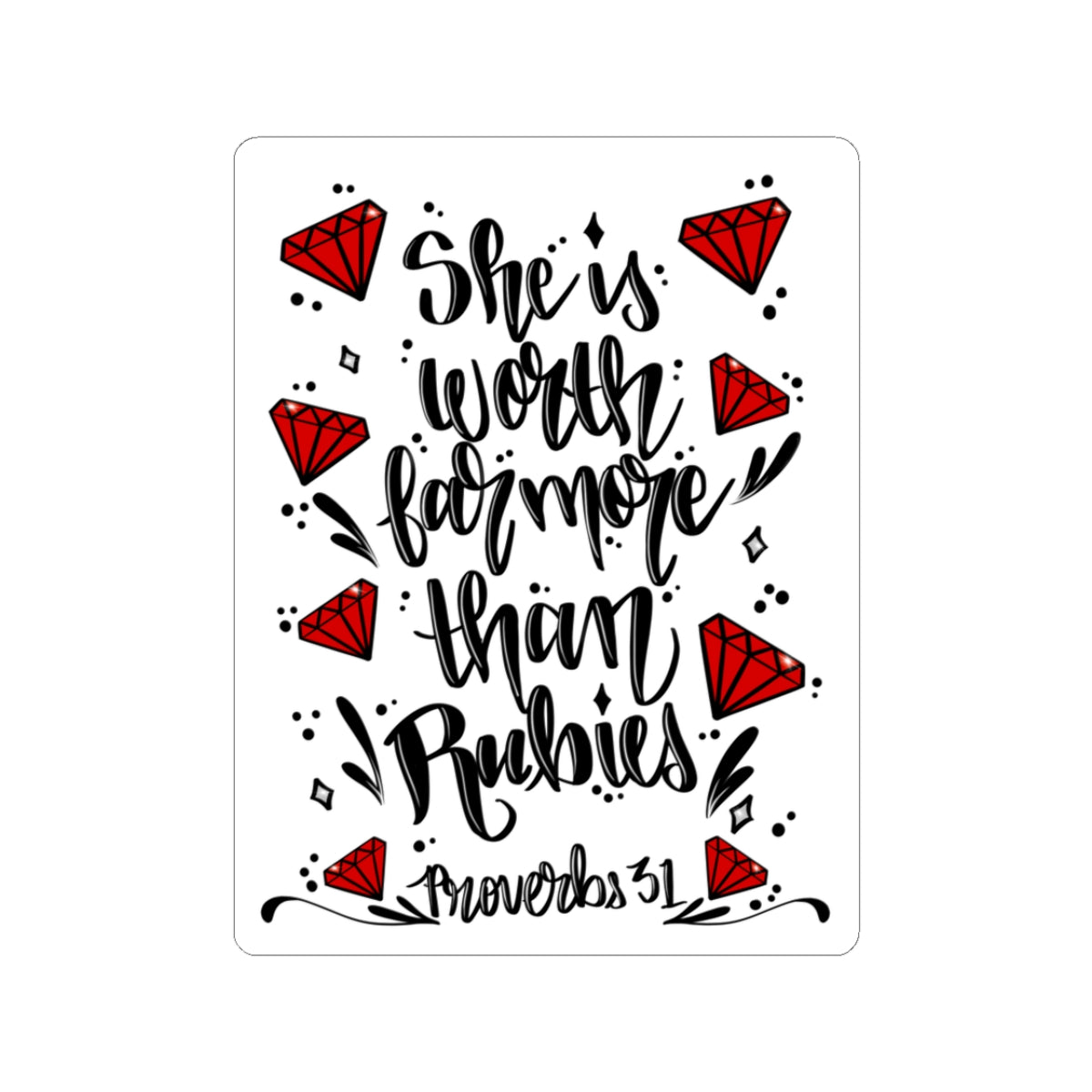 Proverbs 31 'Worth Far More Than Rubies' Christian Sticker - Inspirational Faith Sticker Decal