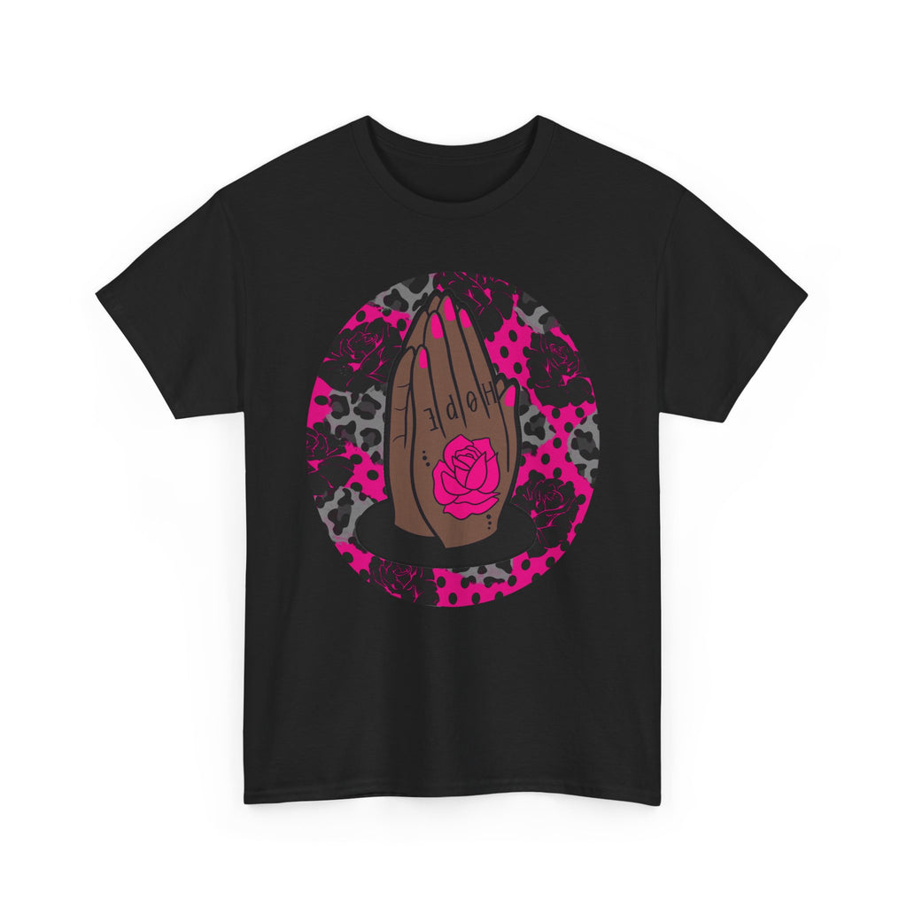 Praying Hands Pink Rose Graphic Tee