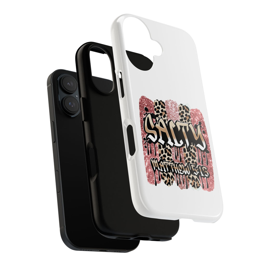 Salty Matthew 5:13 Scripture Leopard Pink Glitter Tough Case — Matthew 5:13 Scripture Phone Cover