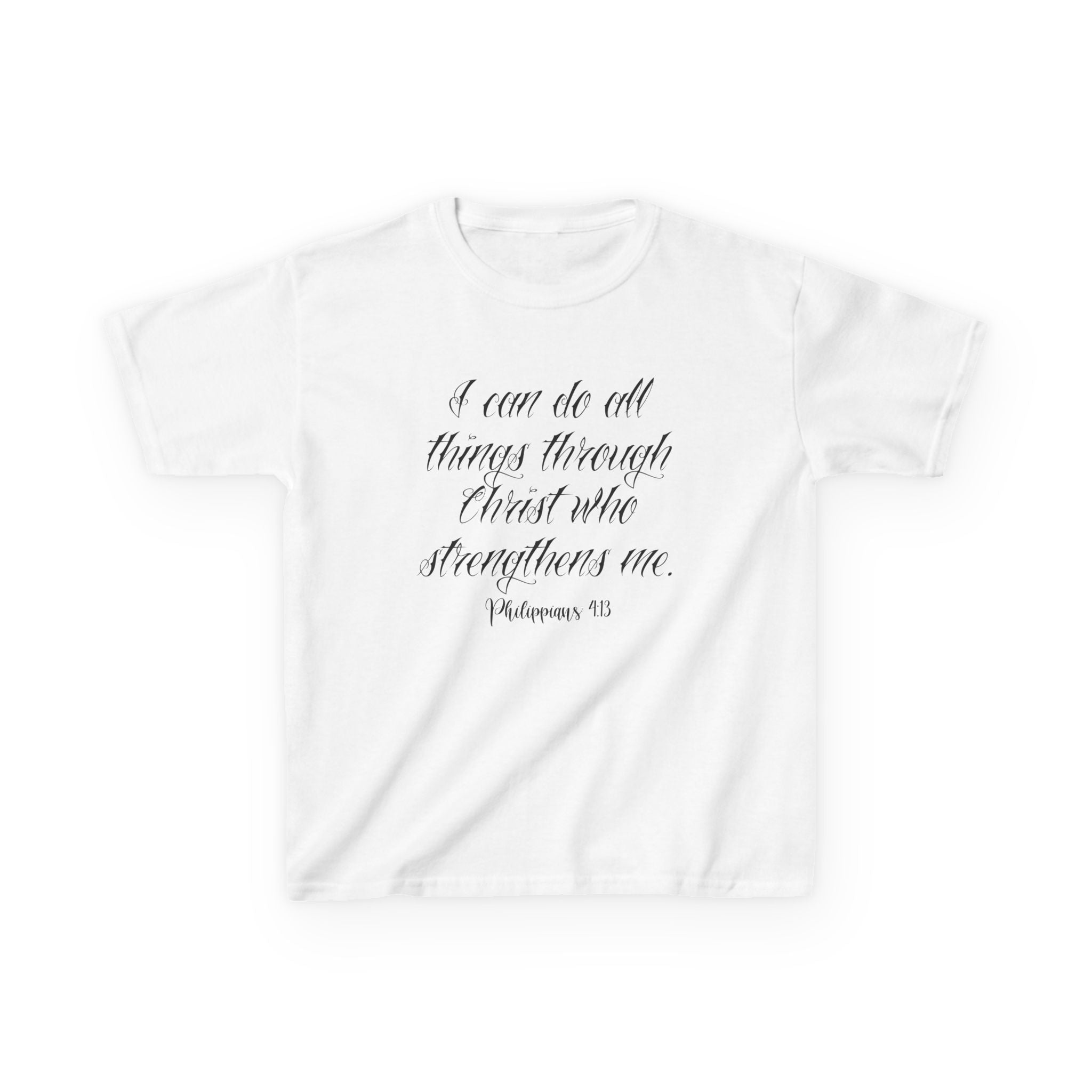 Kids Tee — "I Can Do All Things Through Christ" Bible Verse Christian Shirt