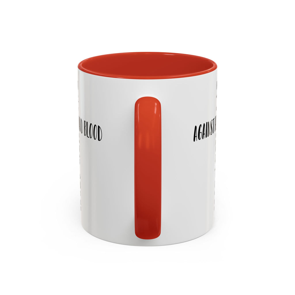 Christian Cross Coffee Mug - "Not Against Flesh and Blood" Inspirational Bible Verse Accent Mug