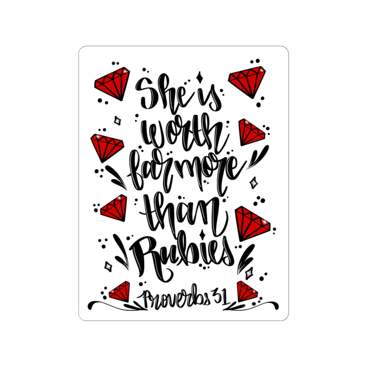 Proverbs 31 'Worth Far More Than Rubies' Christian Sticker - Inspirational Faith Sticker Decal