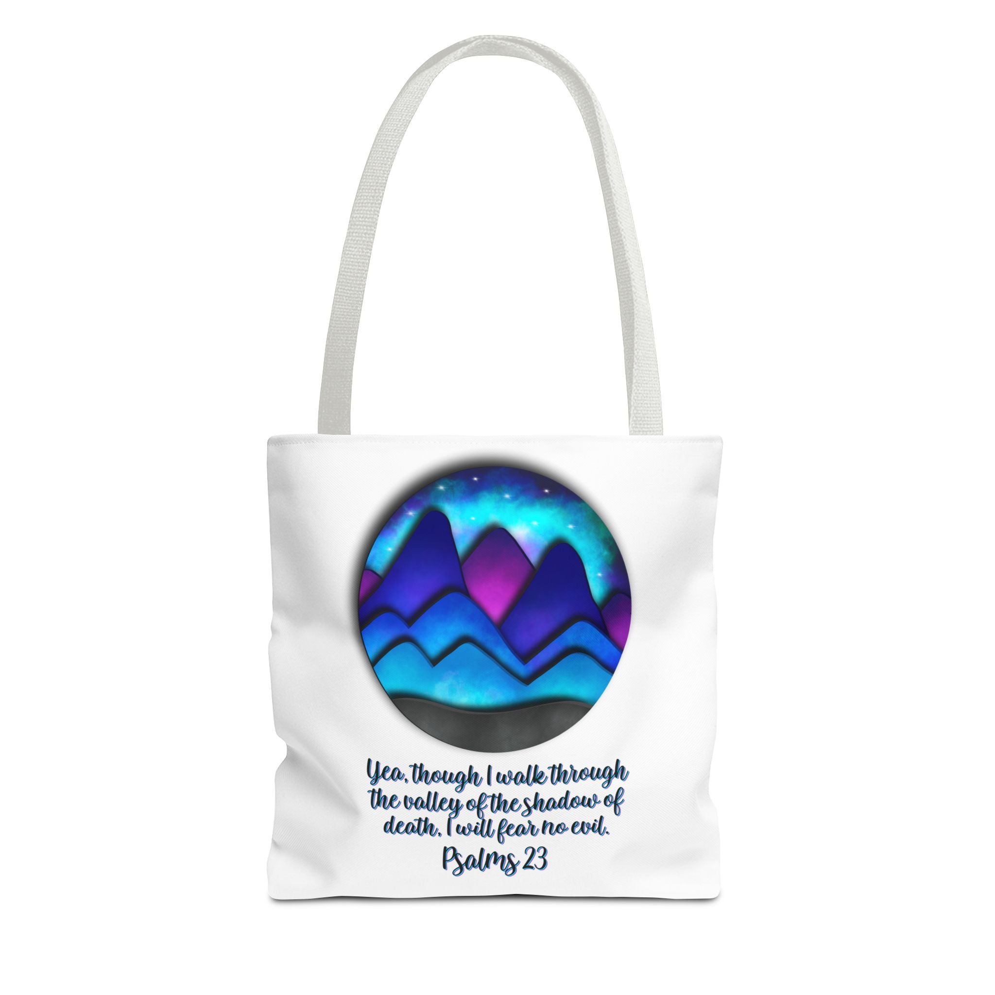 Psalm 23 Mountain Tote Bag — Inspirational Christian Scripture Tote