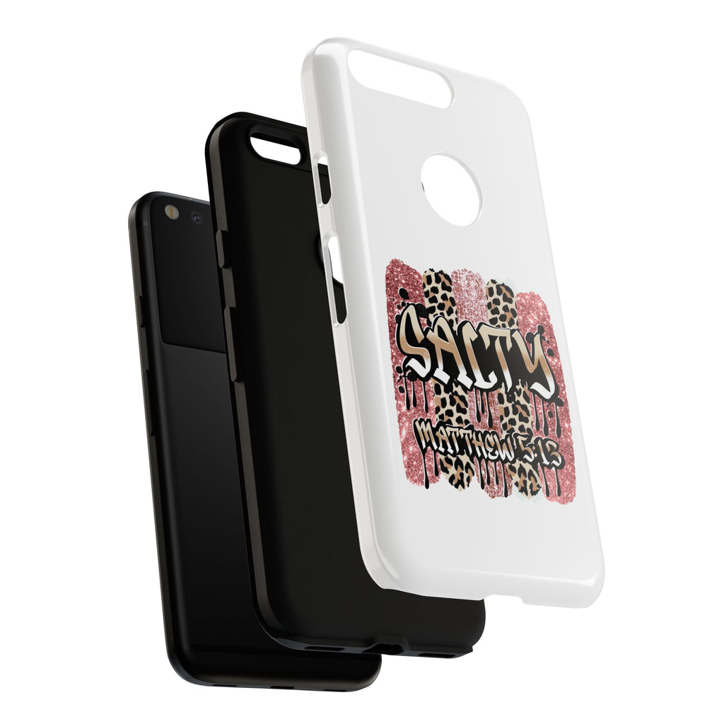 Salty Matthew 5:13 Scripture Leopard Pink Glitter Tough Case — Matthew 5:13 Scripture Phone Cover
