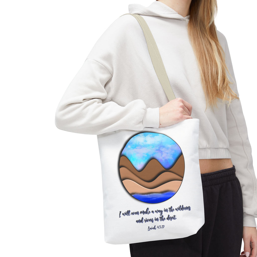 Inspirational Mountains Tote —  Scripture Landscape Tote Bag