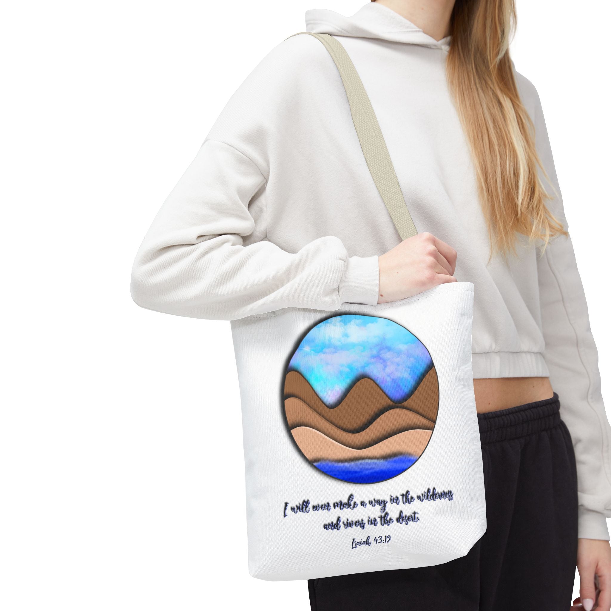 Inspirational Mountains Tote —  Scripture Landscape Tote Bag