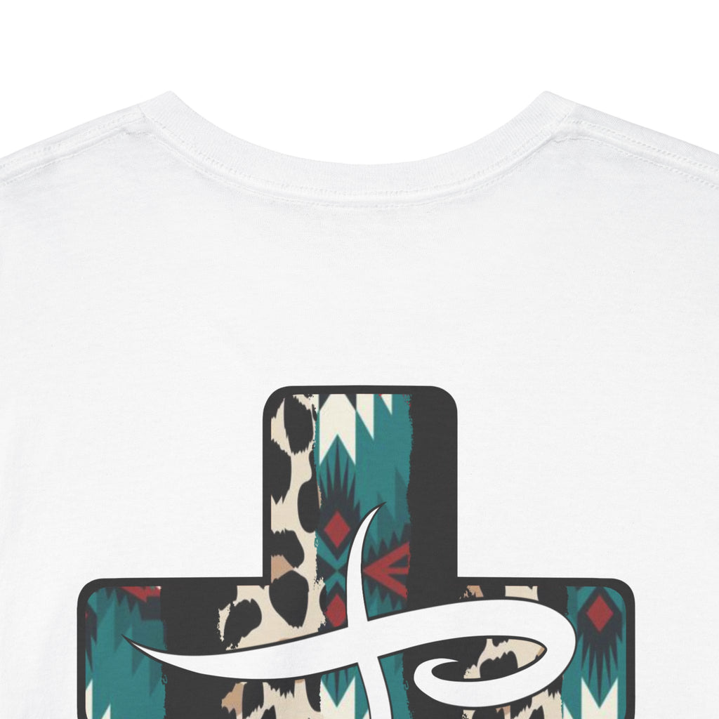Faith Cross T‑Shirt — Leopard Teal Graphic Christian Tee