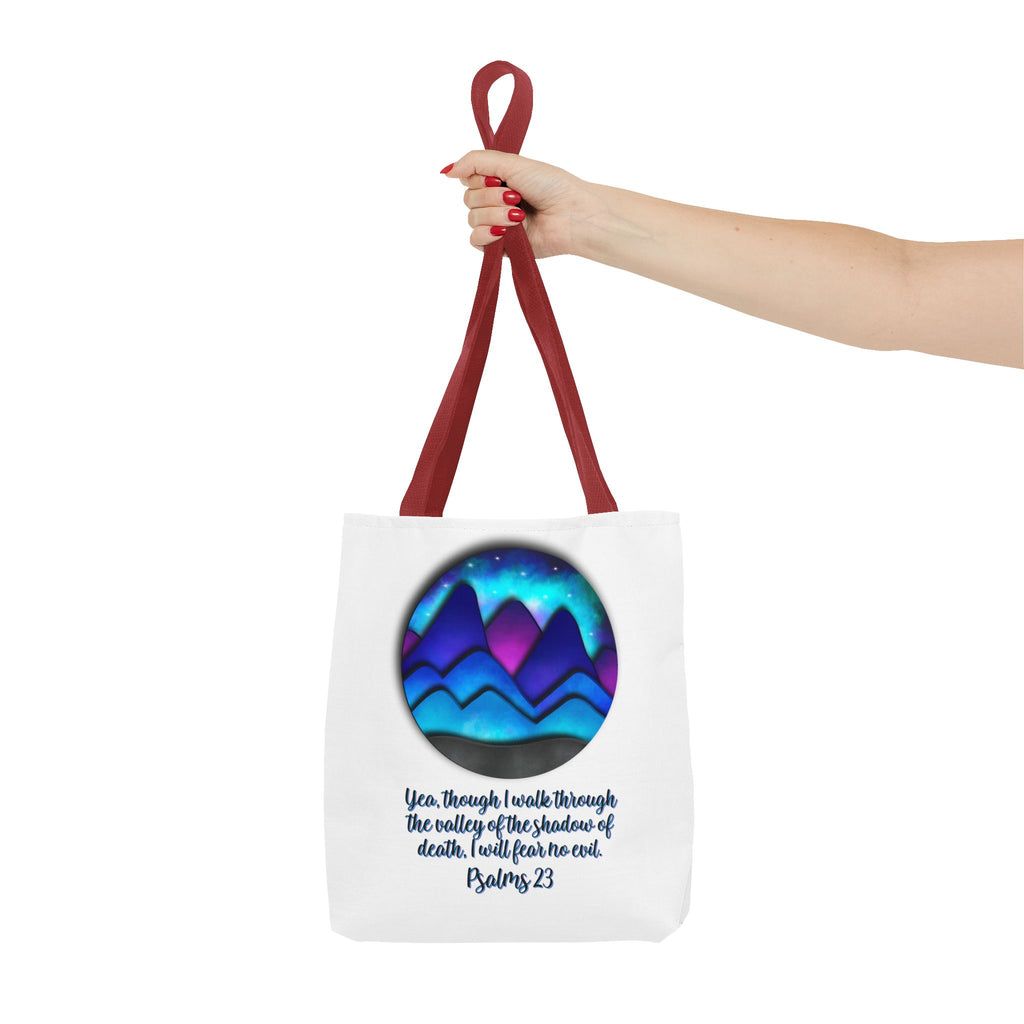 Psalm 23 Mountain Tote Bag — Inspirational Christian Scripture Tote