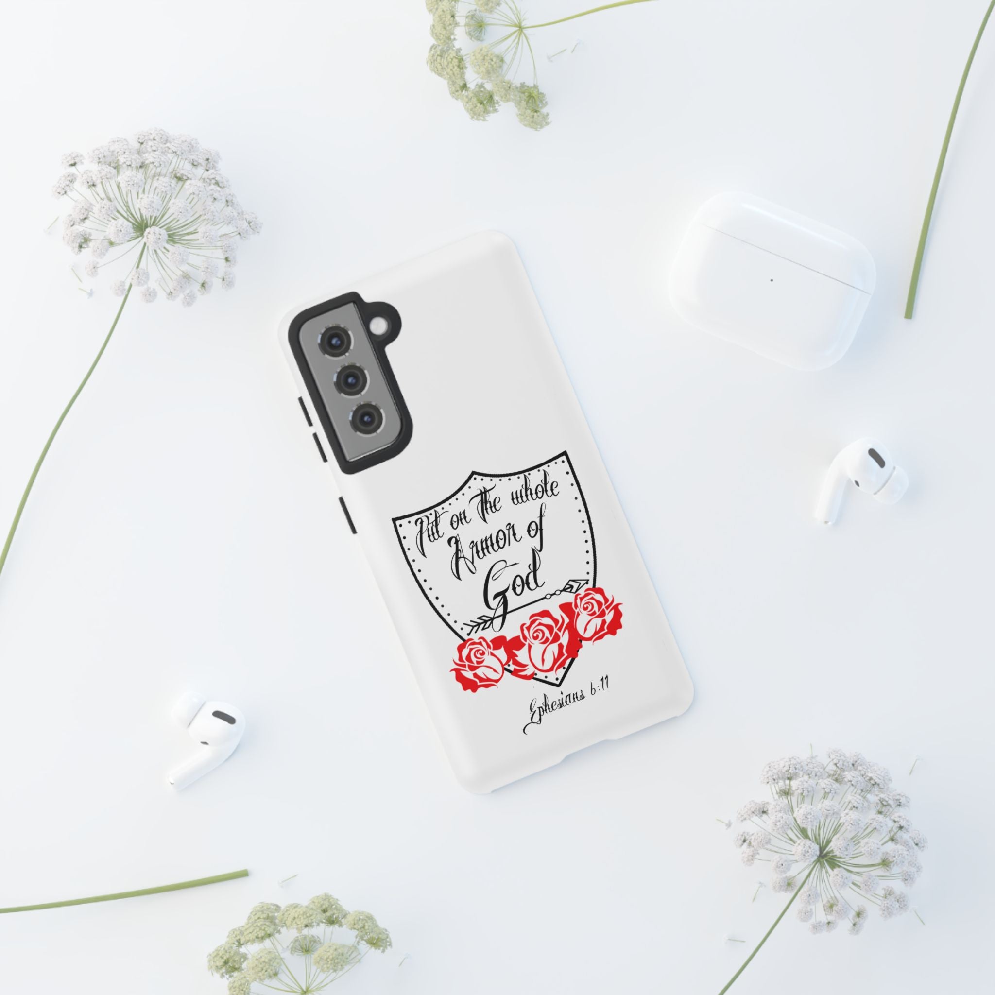 Armor of God Phone Case — Ephesians 6:11 Christian Floral Protective Cover