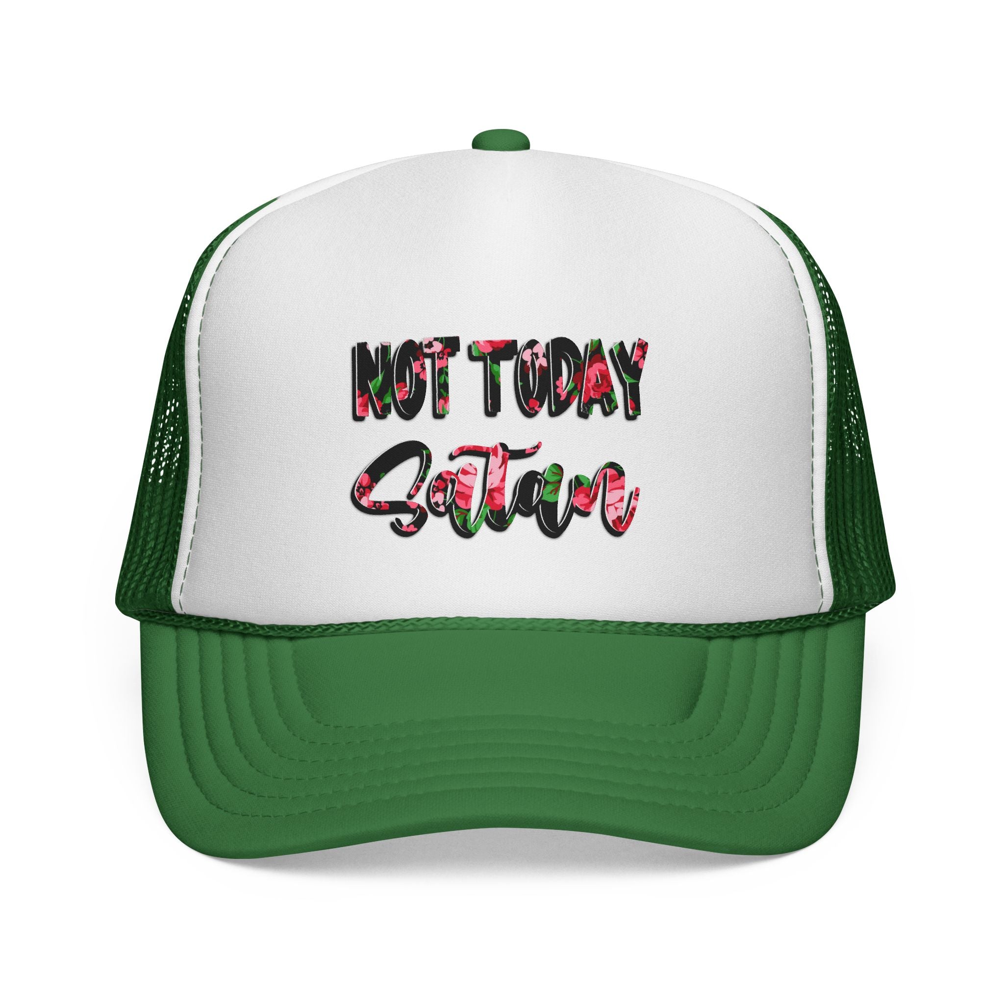 Not Today Satan Trucker Hat — Floral Mesh Cap for Sassy, Casual Wear