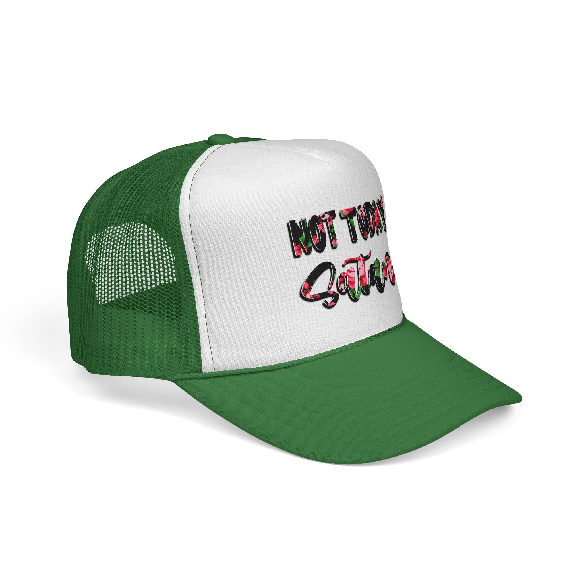 Not Today Satan Trucker Hat — Floral Mesh Cap for Sassy, Casual Wear