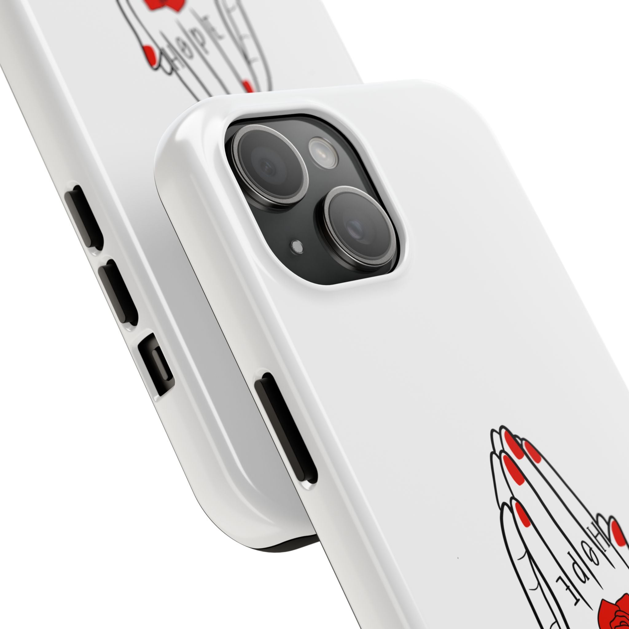 Pray Harder Phone Case — Tough Protective Phone Cover with Praying Hands & Rose Design