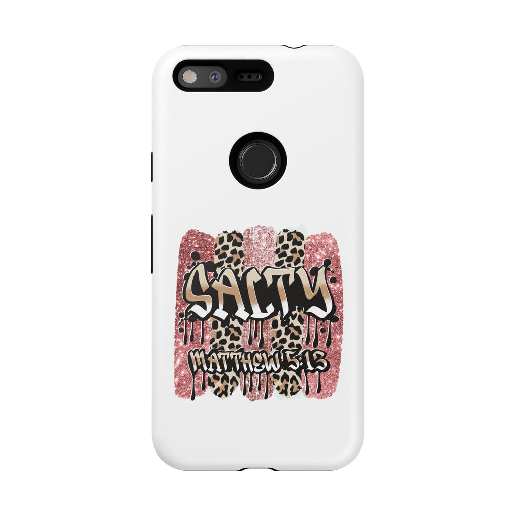 Salty Matthew 5:13 Scripture Leopard Pink Glitter Tough Case — Matthew 5:13 Scripture Phone Cover