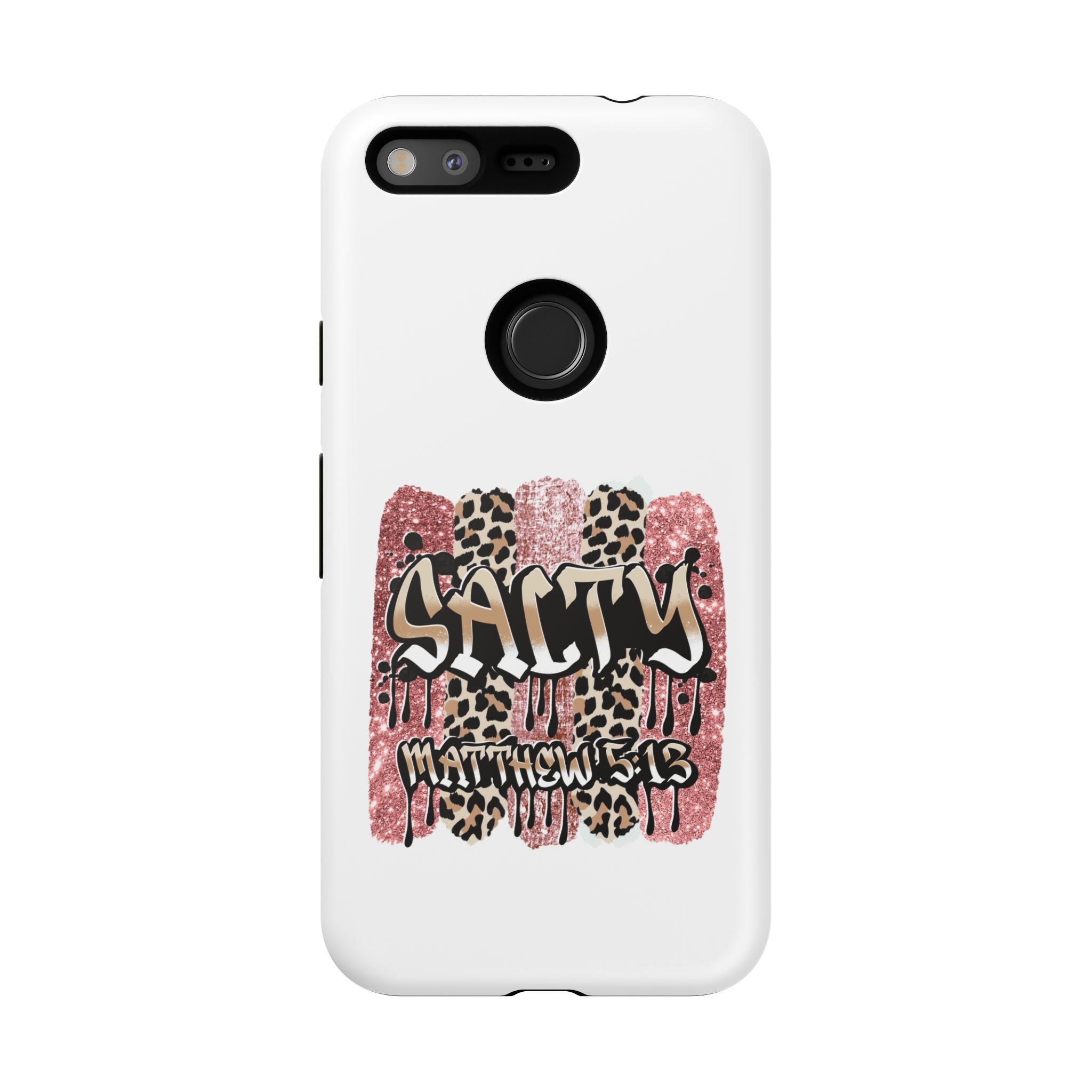 Salty Matthew 5:13 Scripture Leopard Pink Glitter Tough Case — Matthew 5:13 Scripture Phone Cover