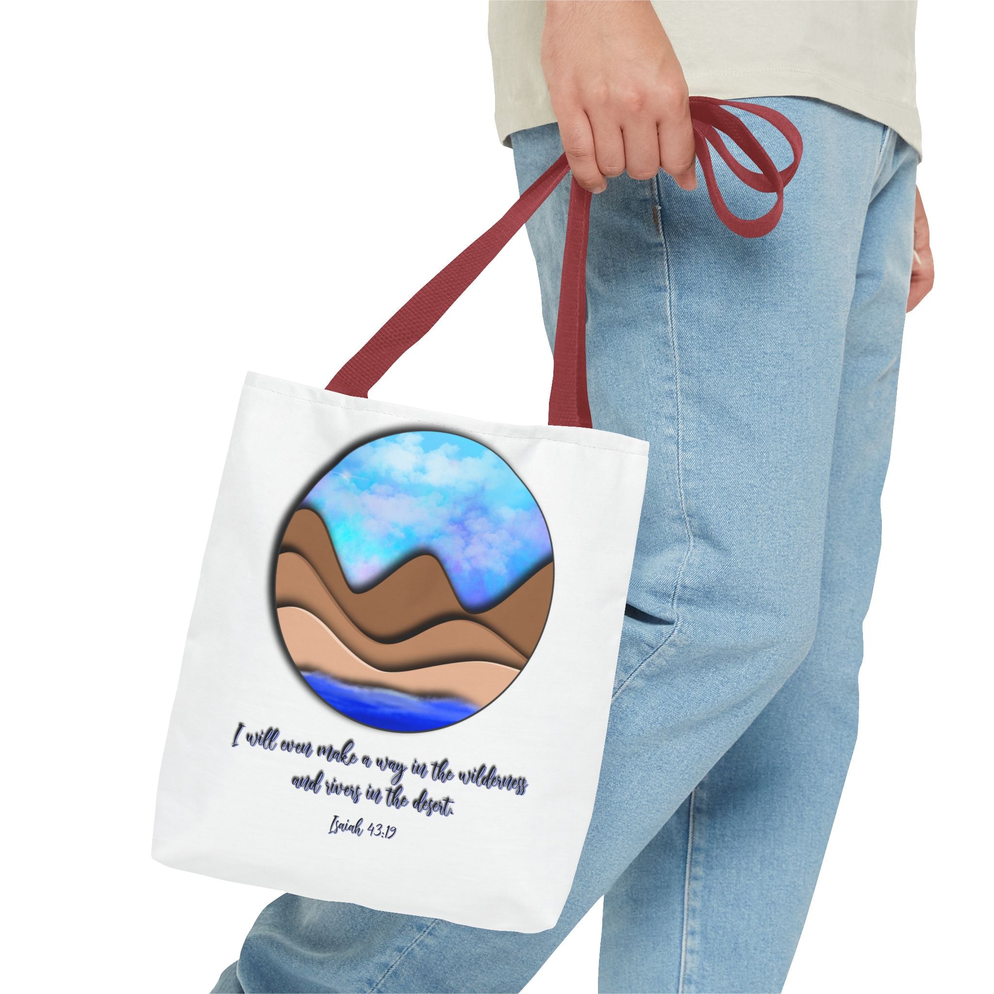 Inspirational Mountains Tote —  Scripture Landscape Tote Bag