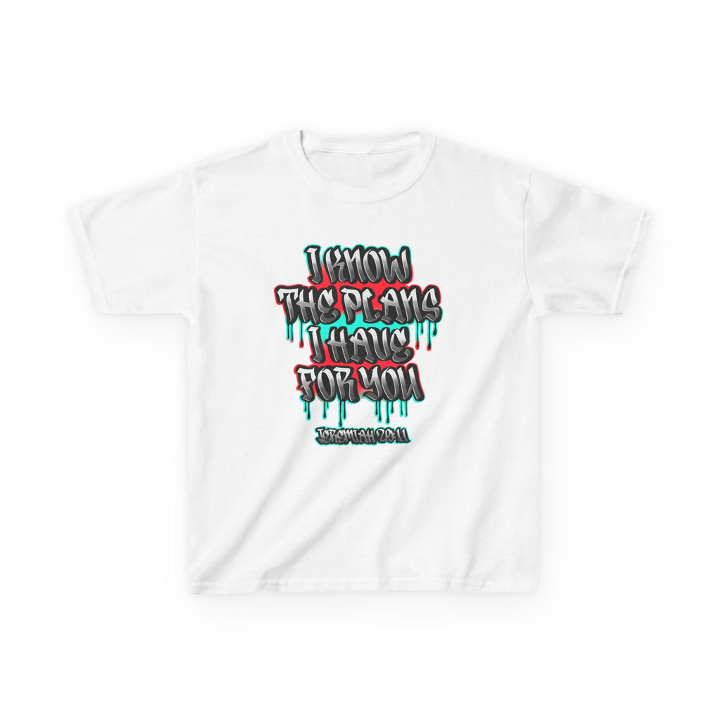 Kids Jeremiah 29:11 T‑Shirt — 'I Know The Plans I Have For You' Colorful Graffiti Scripture Tee