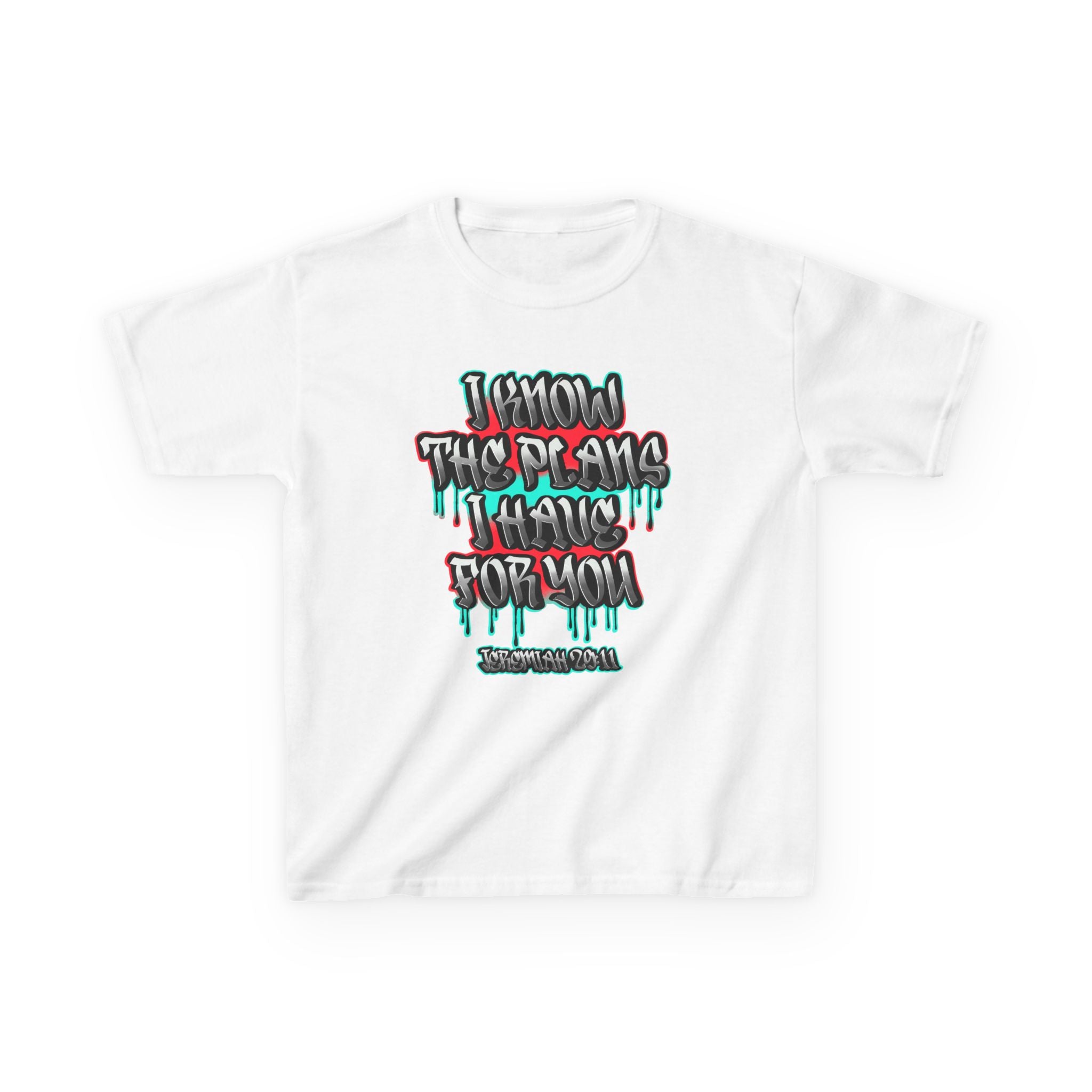 Kids Jeremiah 29:11 T‑Shirt — 'I Know The Plans I Have For You' Colorful Graffiti Scripture Tee