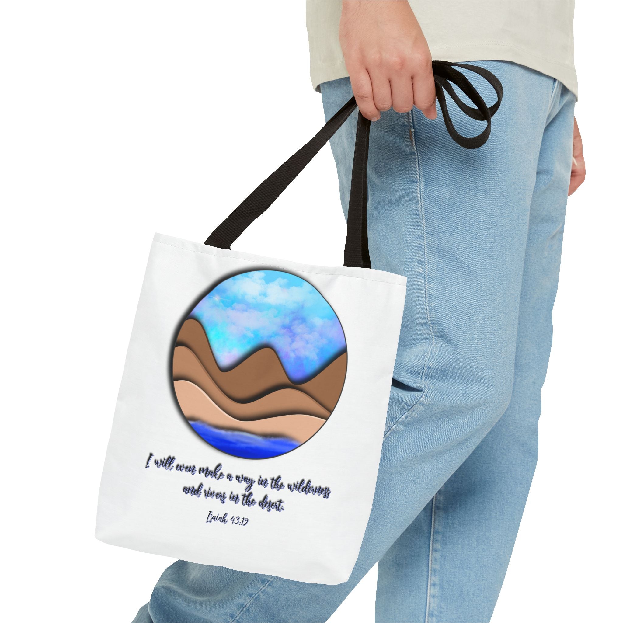 Inspirational Mountains Tote —  Scripture Landscape Tote Bag