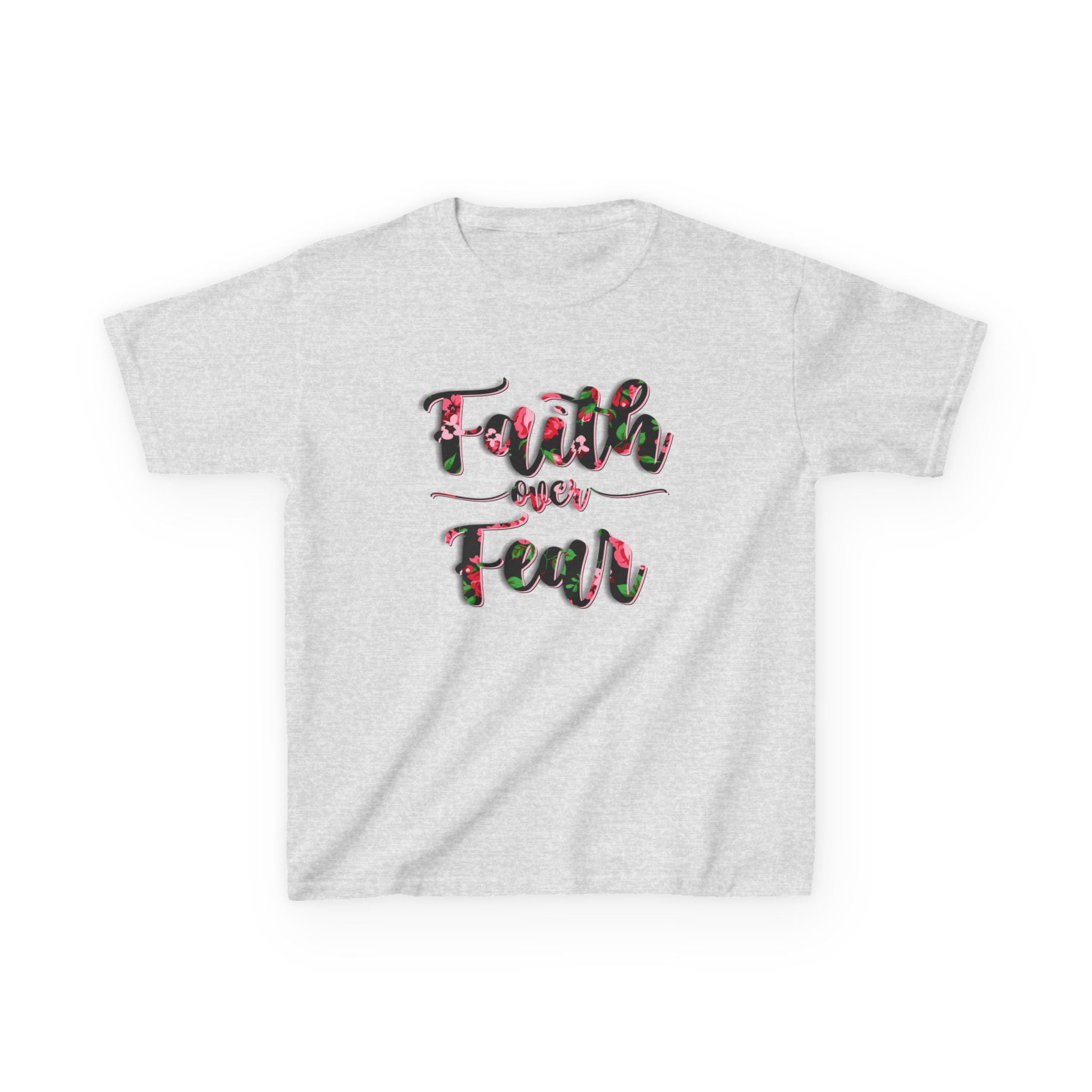 Kids Tee — "Faith Over Fear" Floral Graphic