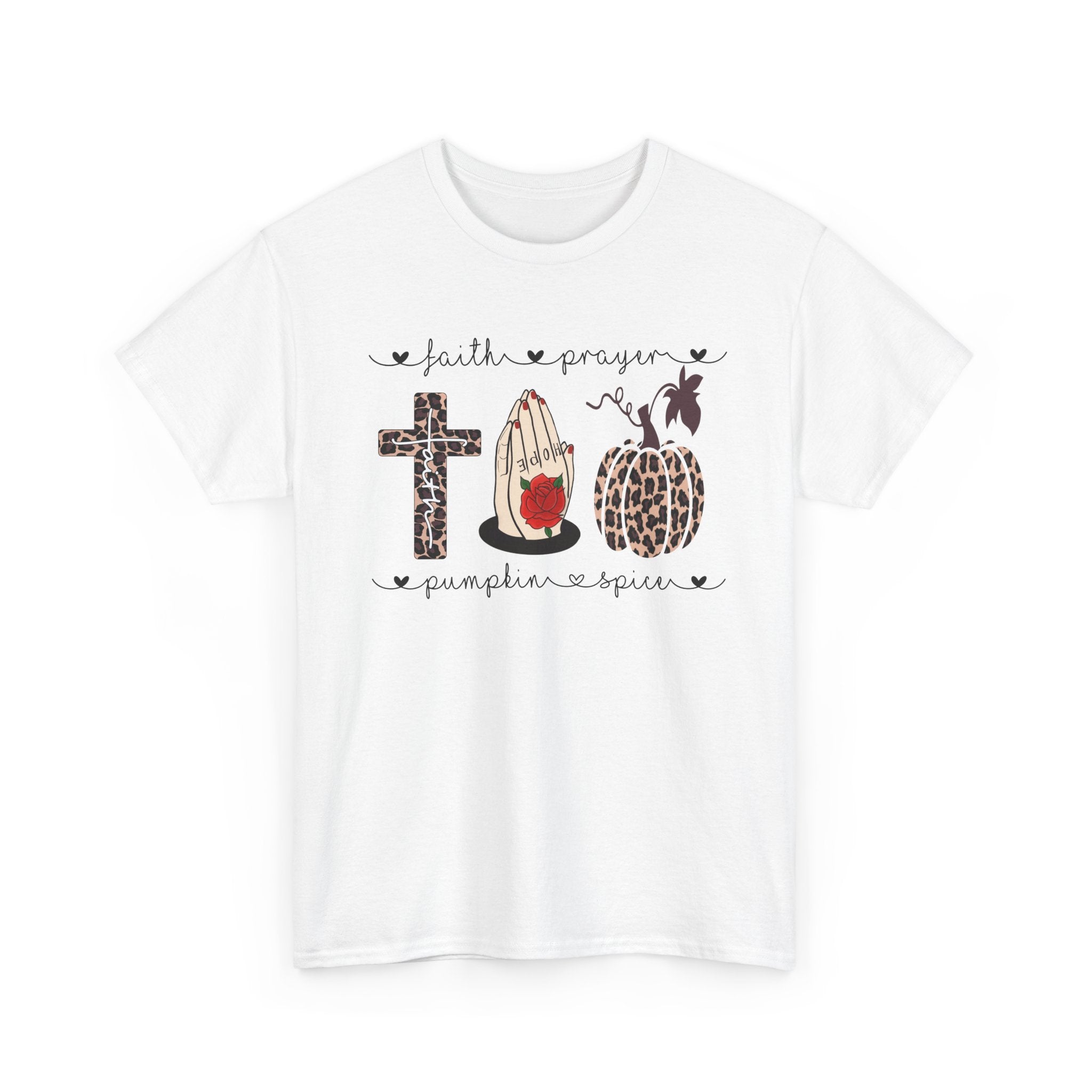 Faith, Prayer, Pumpkin Spice Tee — Christian Fall Graphic T-Shirt