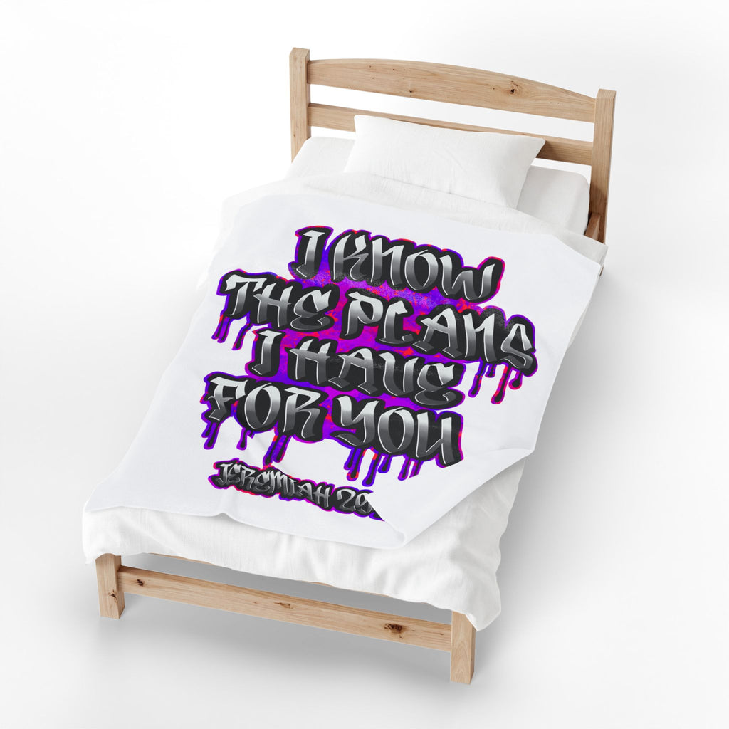 Plush Blanket — "I Know The Plans I Have For You" Jeremiah 29:11 Inspirational Throw