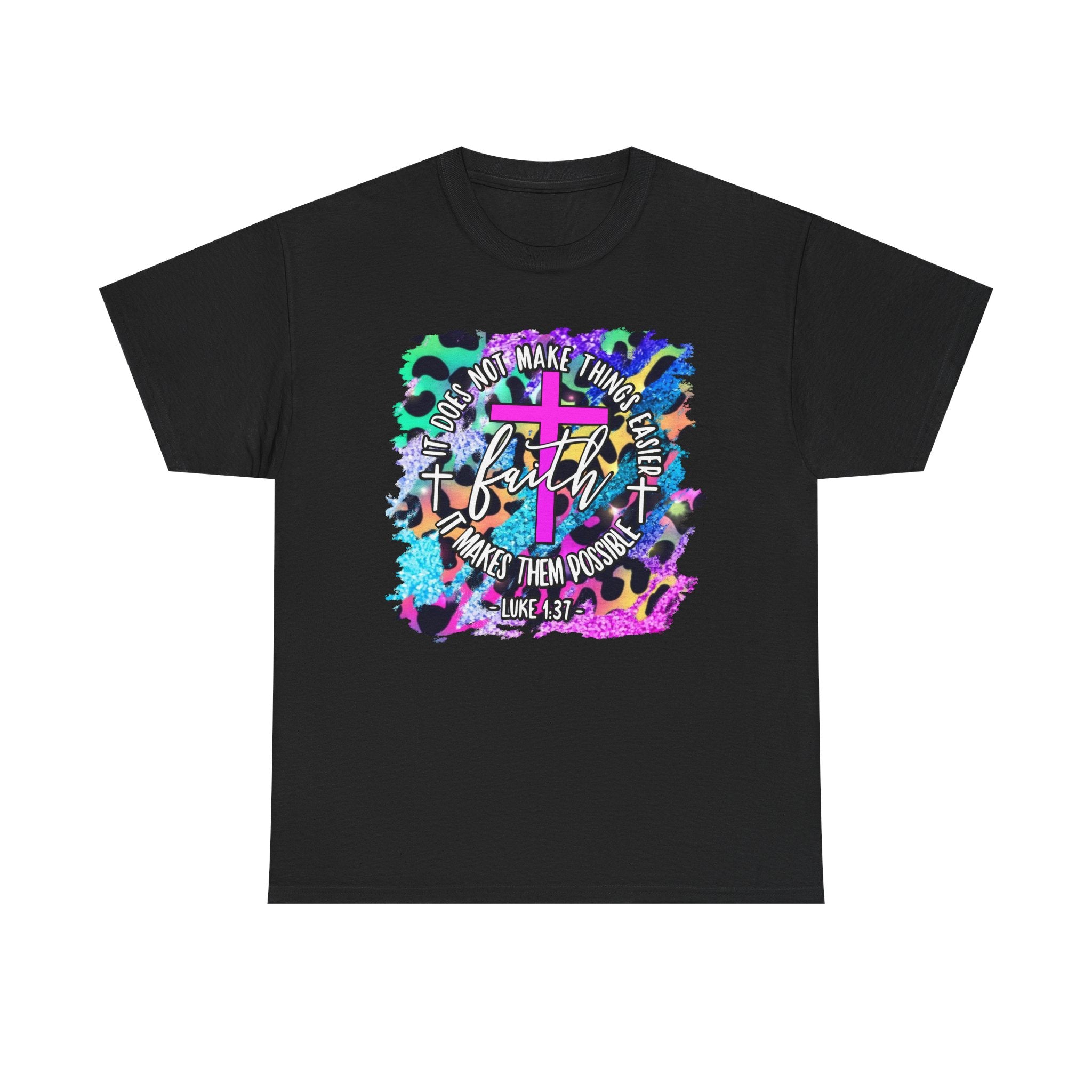 Faith Graphic Tee - Colorful Cross Inspirational Christian T-Shirt (Hebrews 11:1)