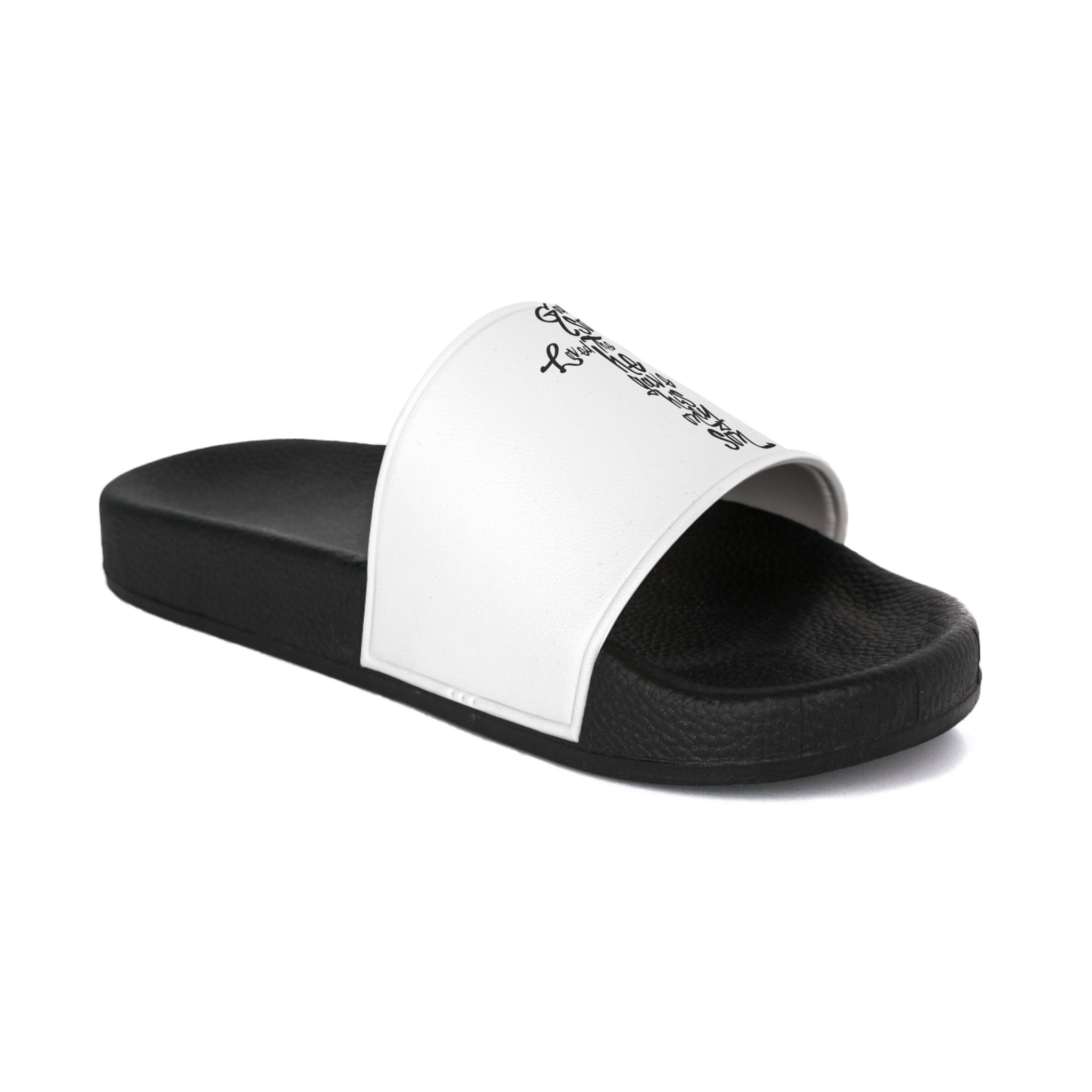 Men's White Slide Sandals John 3:16 Bible Script Design – Casual Pool & Beach Slides