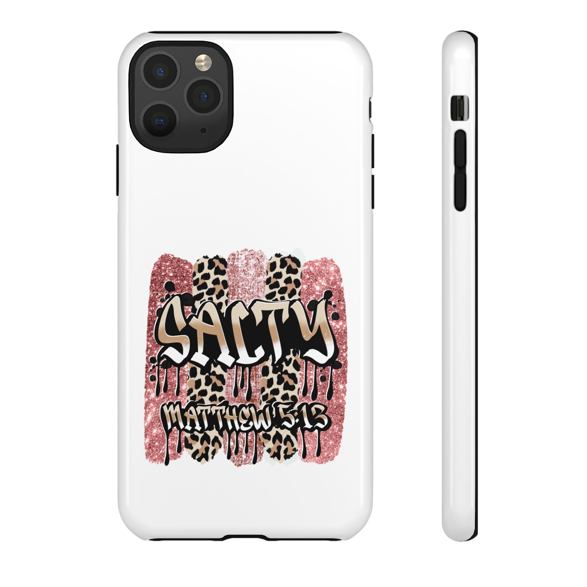 Salty Matthew 5:13 Scripture Leopard Pink Glitter Tough Case — Matthew 5:13 Scripture Phone Cover