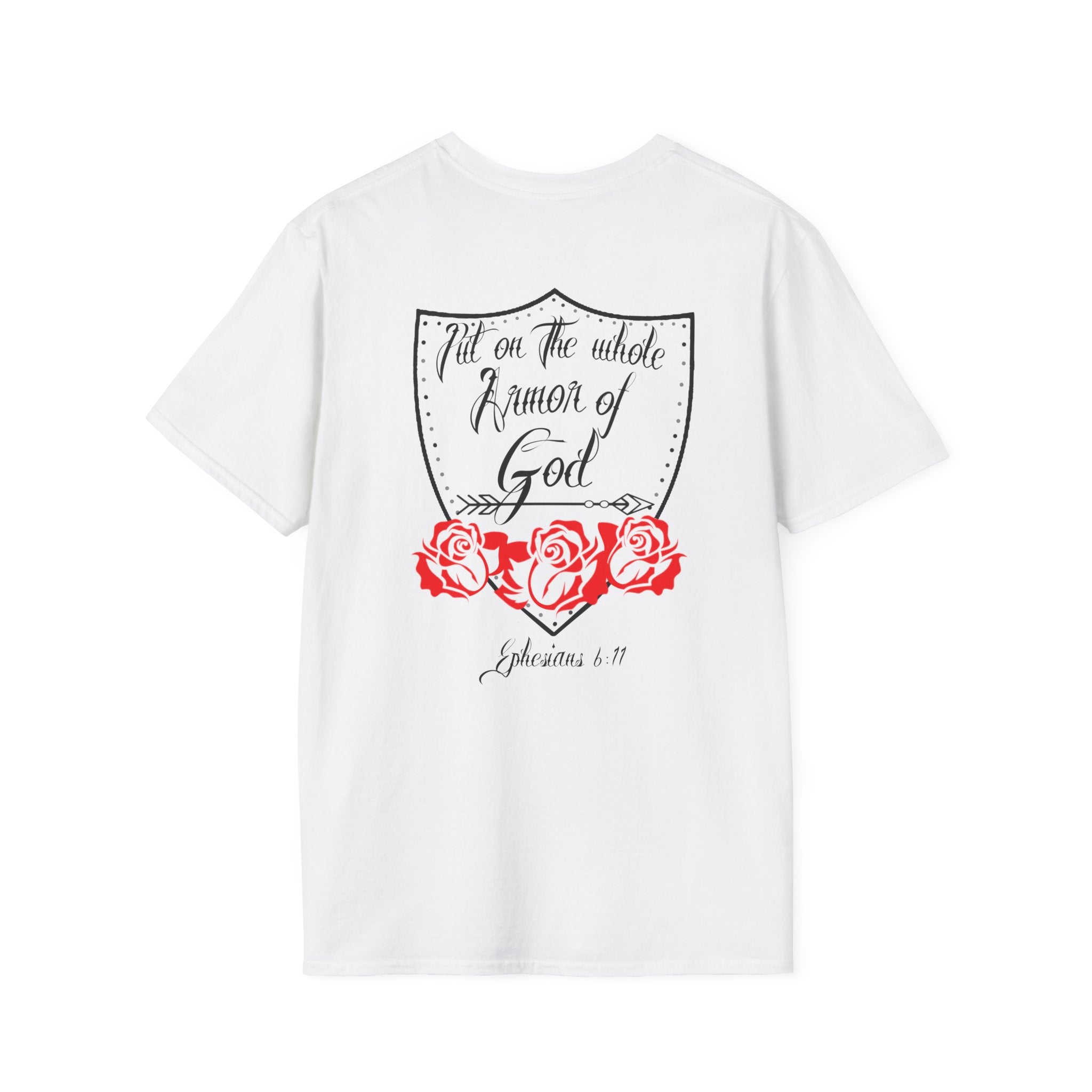 Armor of God T-Shirt — "Put On The Whole Armor of God" Christian Tee with Roses