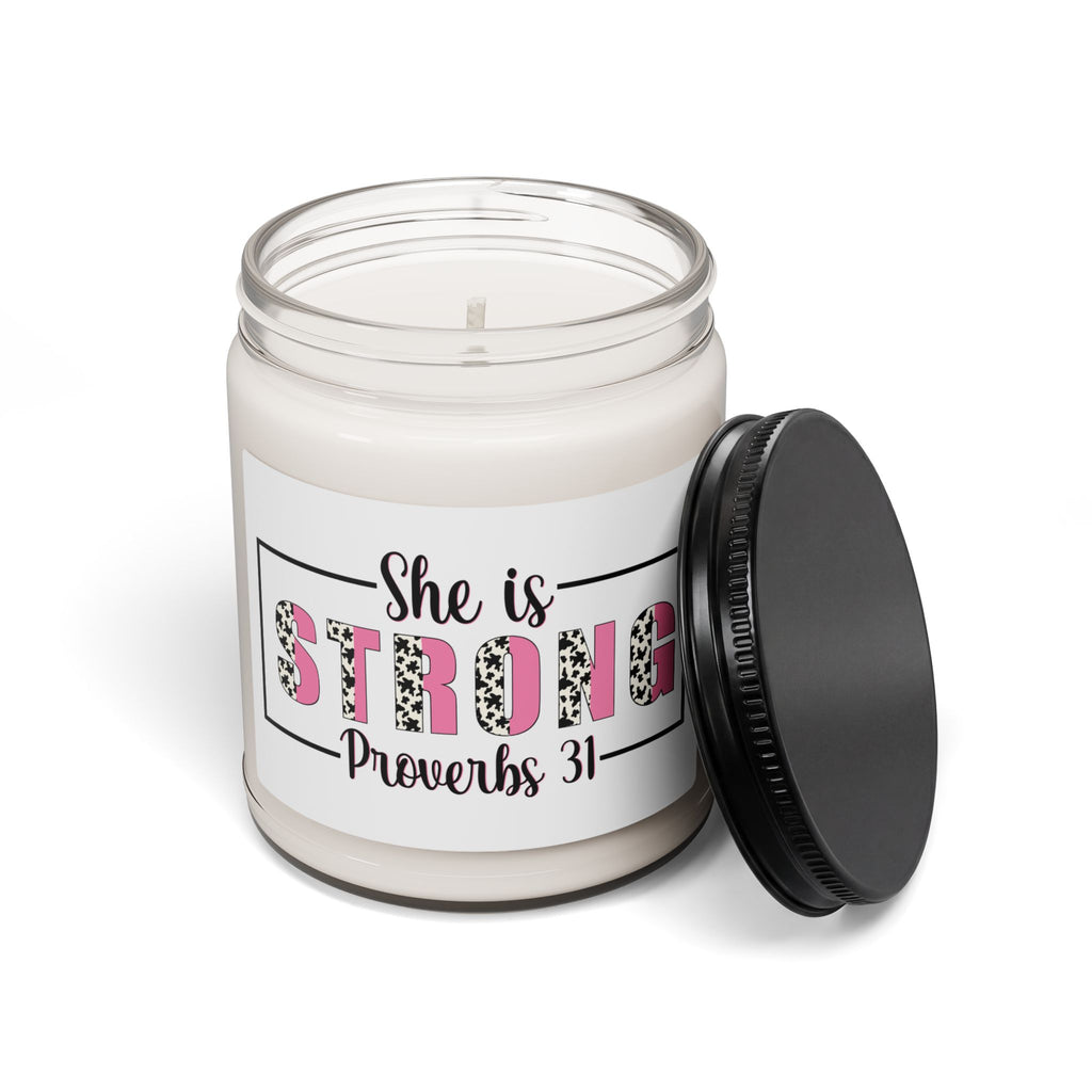 She Is Strong Proverbs 31 Scented Soy Candle — 9oz Inspirational Christian Gift