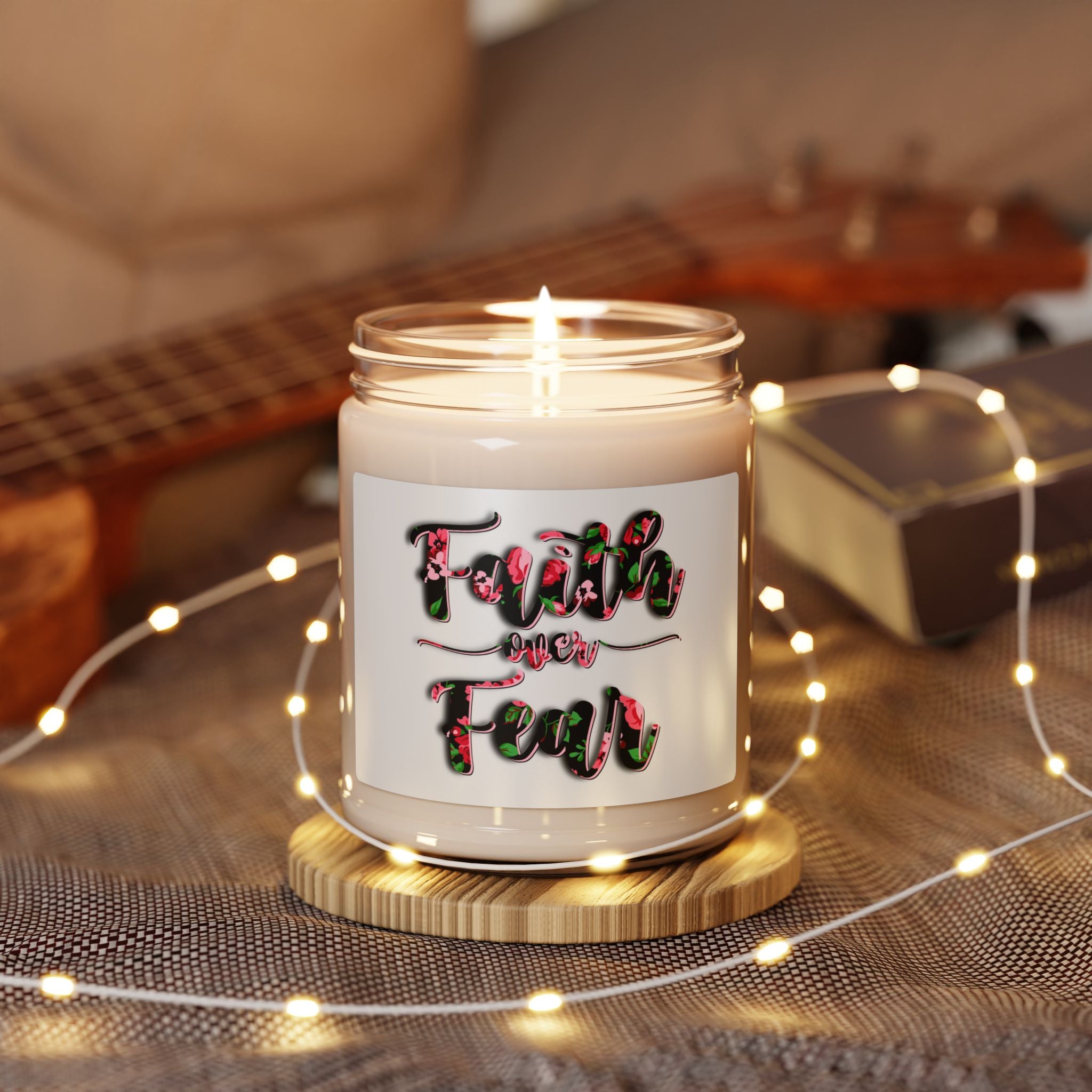 Faith Over Fear Floral Soy Candle — 9oz Scented Jar