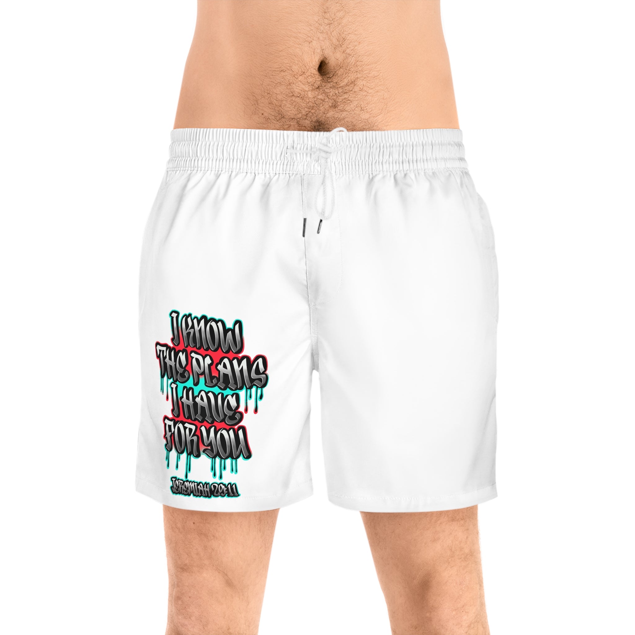 Swim Shorts — "I Know The Plans I Have For You" Faith Graphic