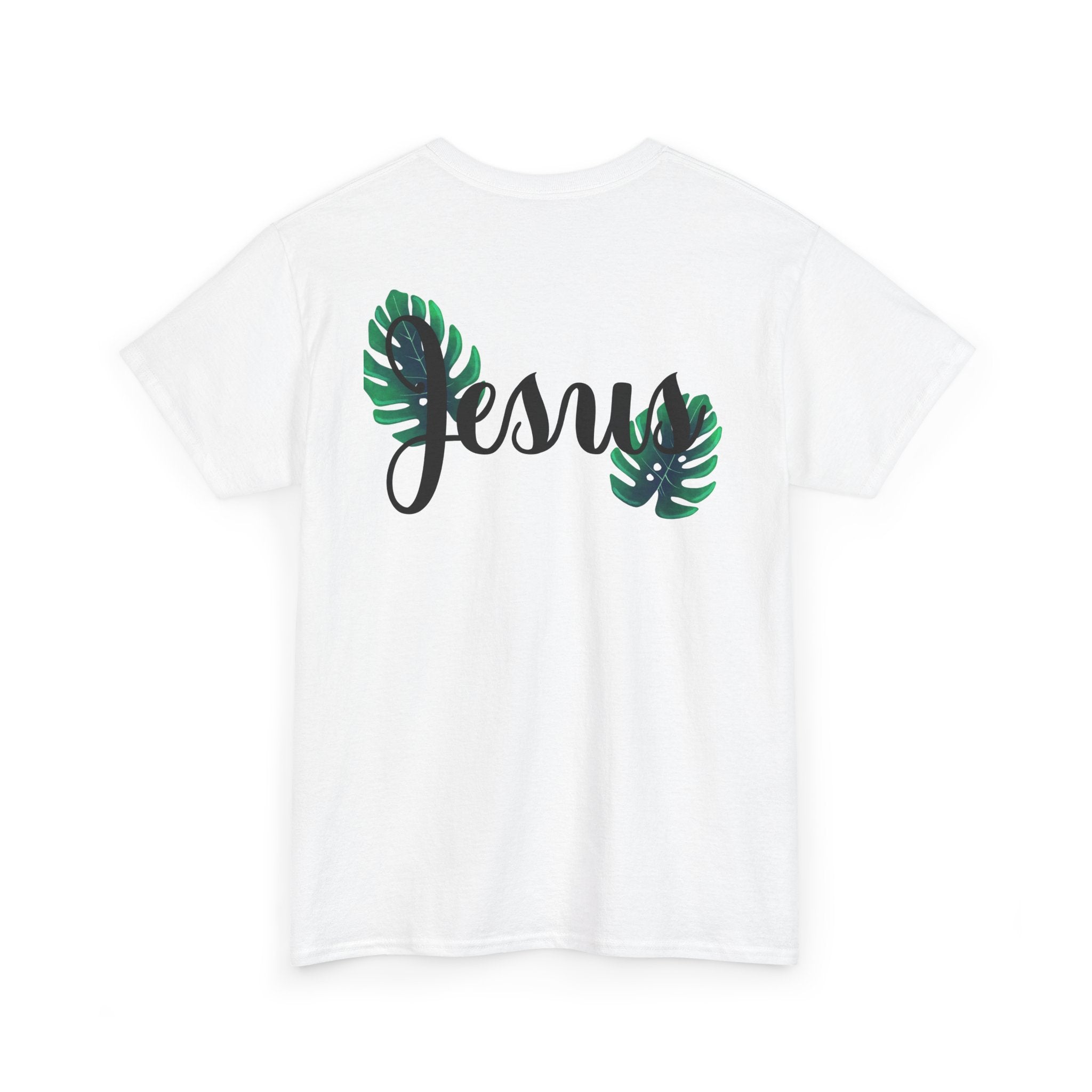 Jesus Tropical Tee — Monstera Leaf Christian Graphic T-Shirt