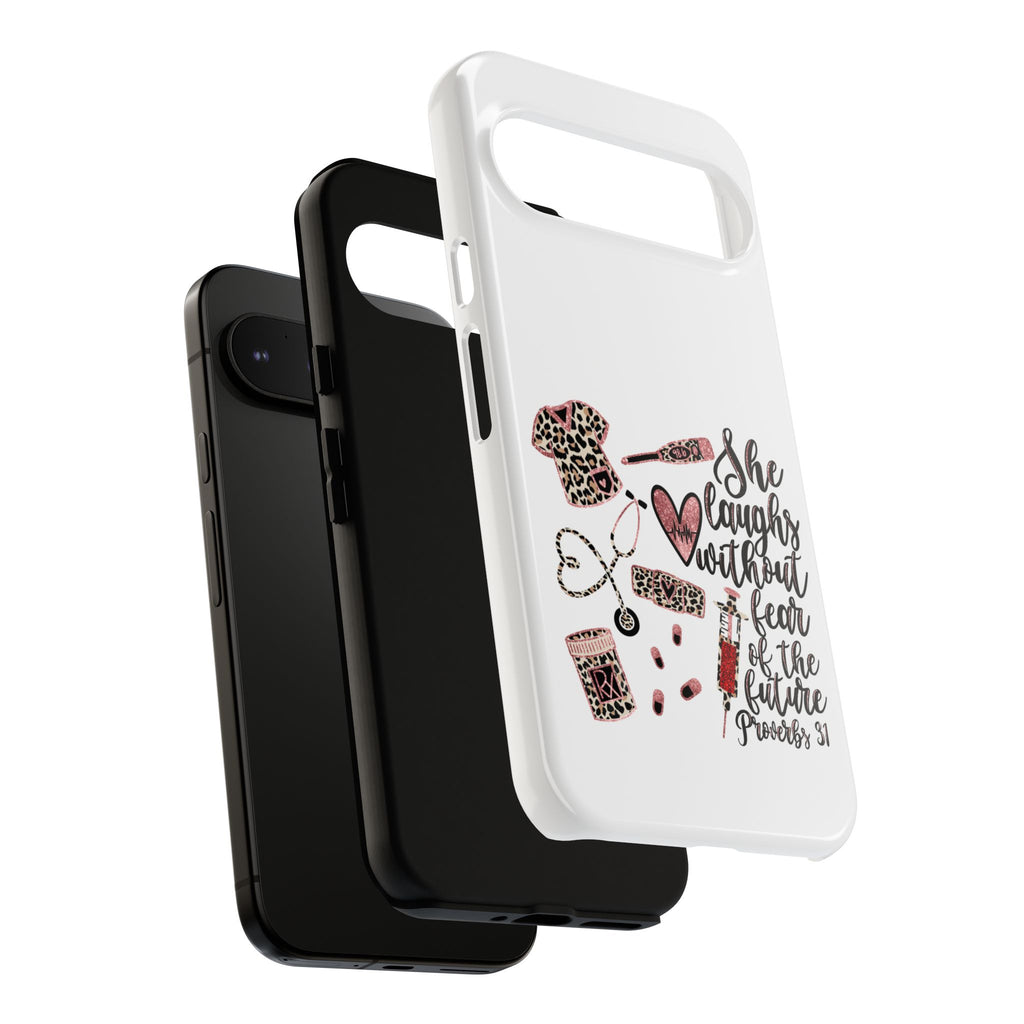 'She Laughs Without Fear' Proverbs 31 Scripture Nurse Tough Phone Case