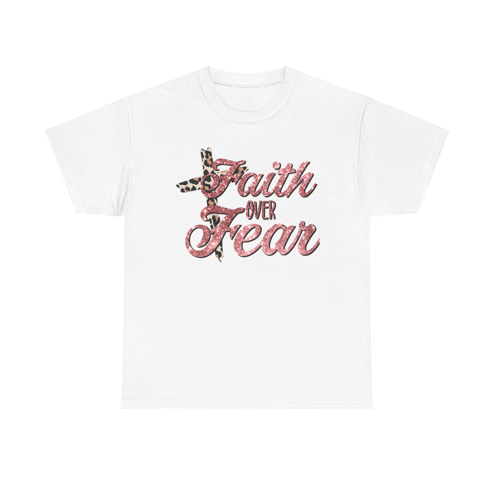 Faith Over Fear T-Shirt — Floral Leopard Cross Christian Tee