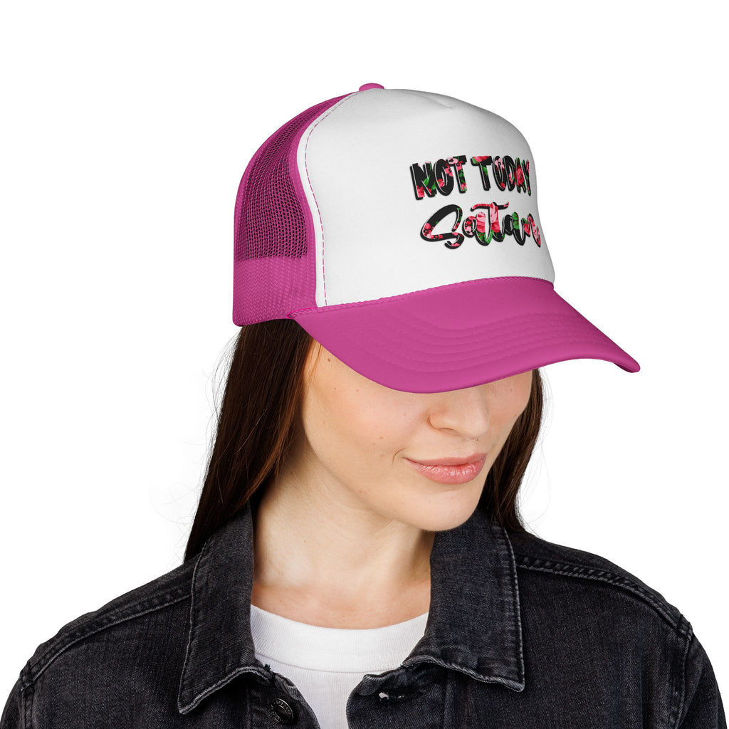 Not Today Satan Trucker Hat — Floral Mesh Cap for Sassy, Casual Wear