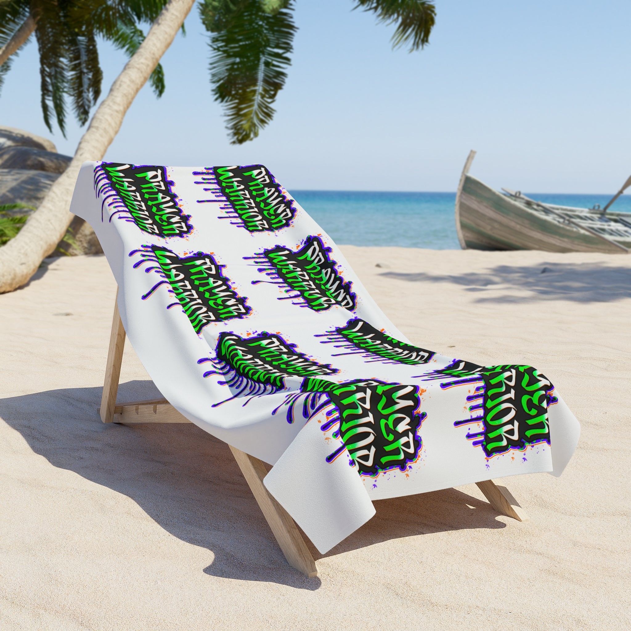 Prayer Warrior Beach Towel — Vibrant Graffiti Faith Towel for Church Retreats & Vacation