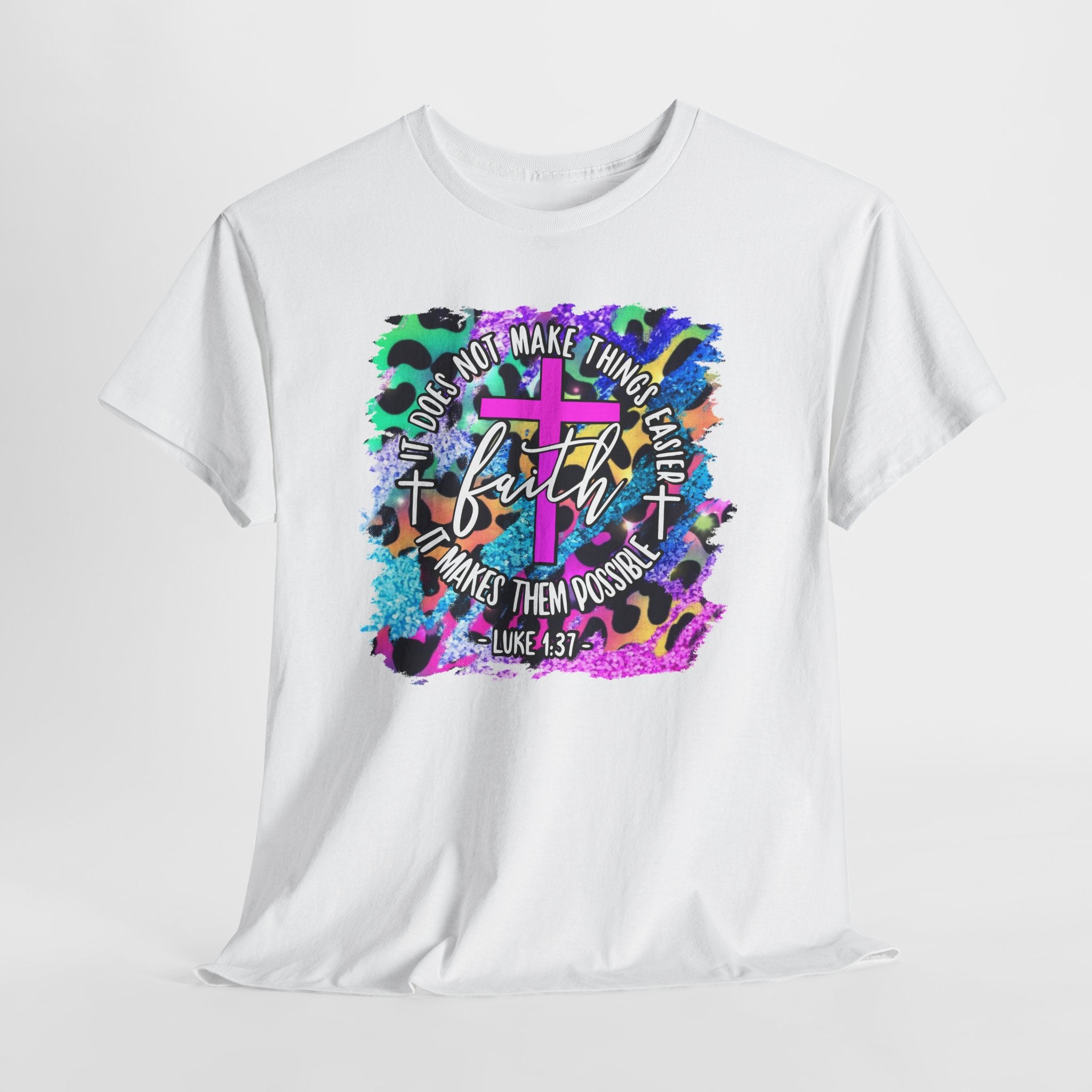 Faith Graphic Tee - Colorful Cross Inspirational Christian T-Shirt (Hebrews 11:1)