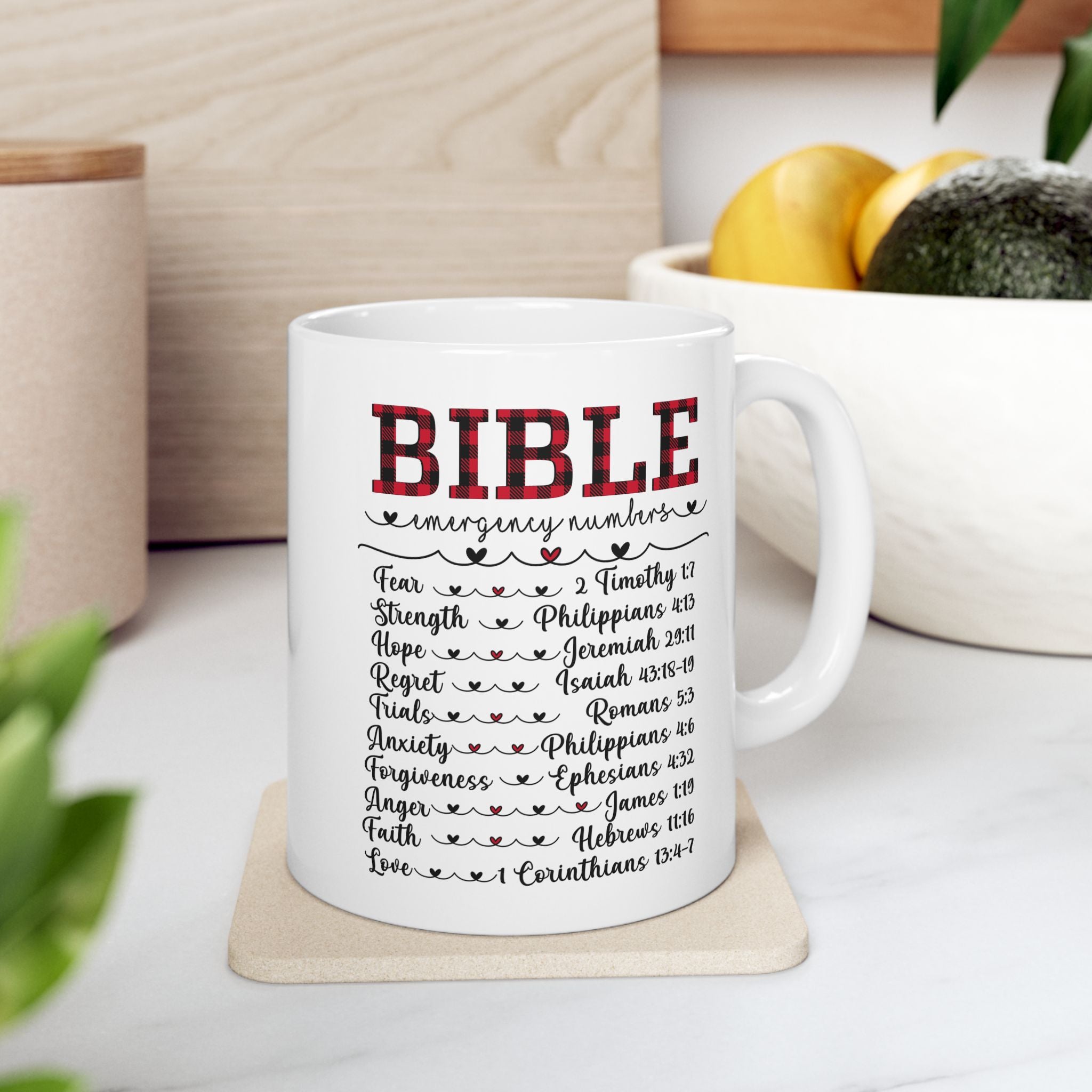 Bible Verse Emergency List Mug — Inspirational Scripture Coffee Cup (11oz/15oz)