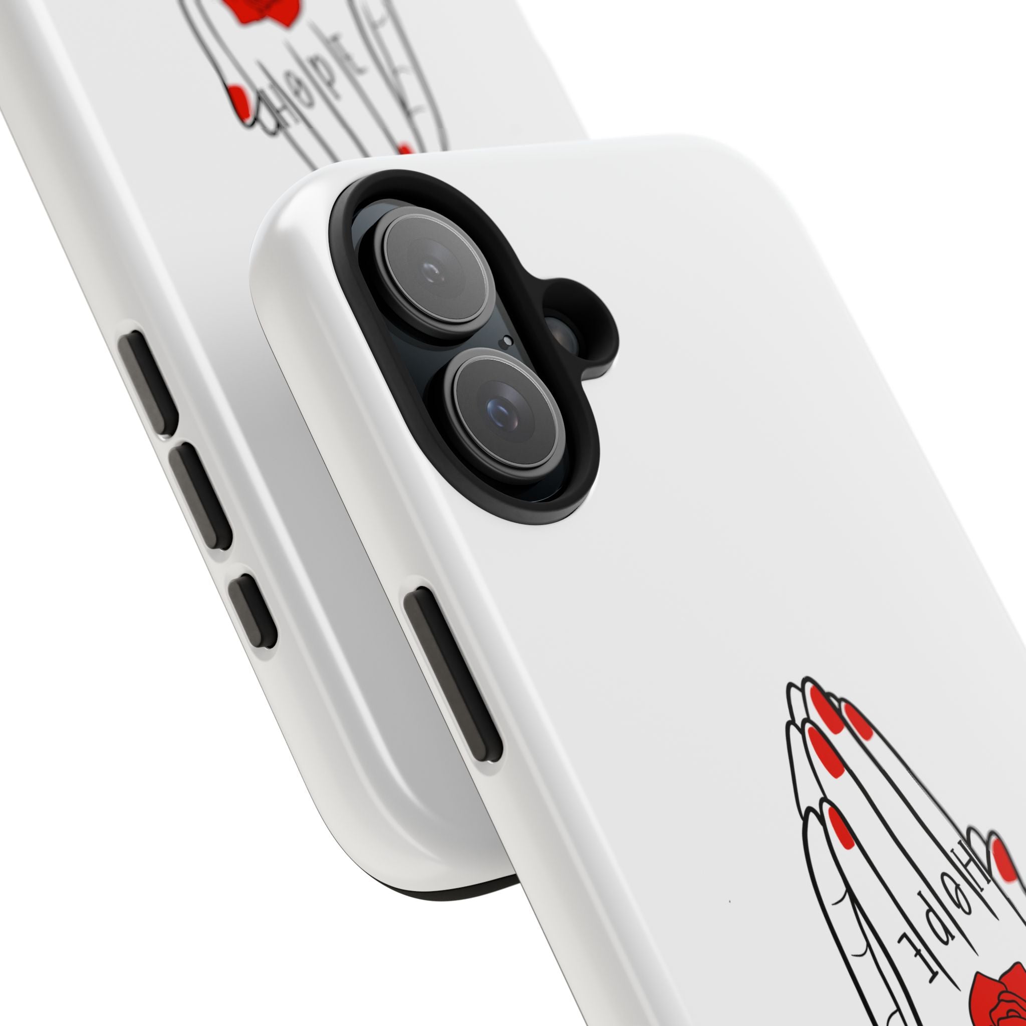 Pray Harder Phone Case — Tough Protective Phone Cover with Praying Hands & Rose Design