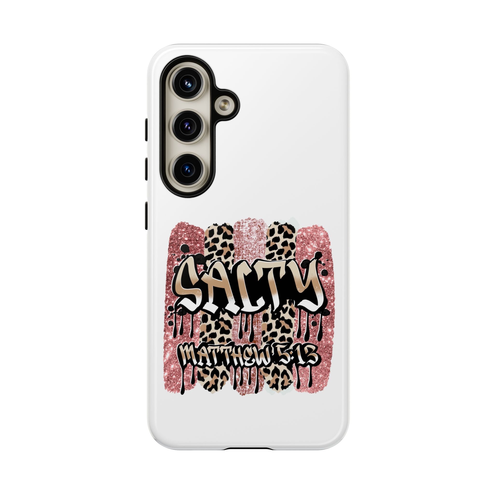 Salty Matthew 5:13 Scripture Leopard Pink Glitter Tough Case — Matthew 5:13 Scripture Phone Cover