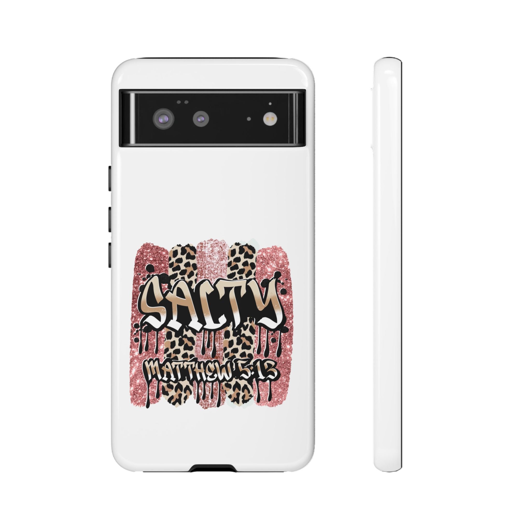 Salty Matthew 5:13 Scripture Leopard Pink Glitter Tough Case — Matthew 5:13 Scripture Phone Cover