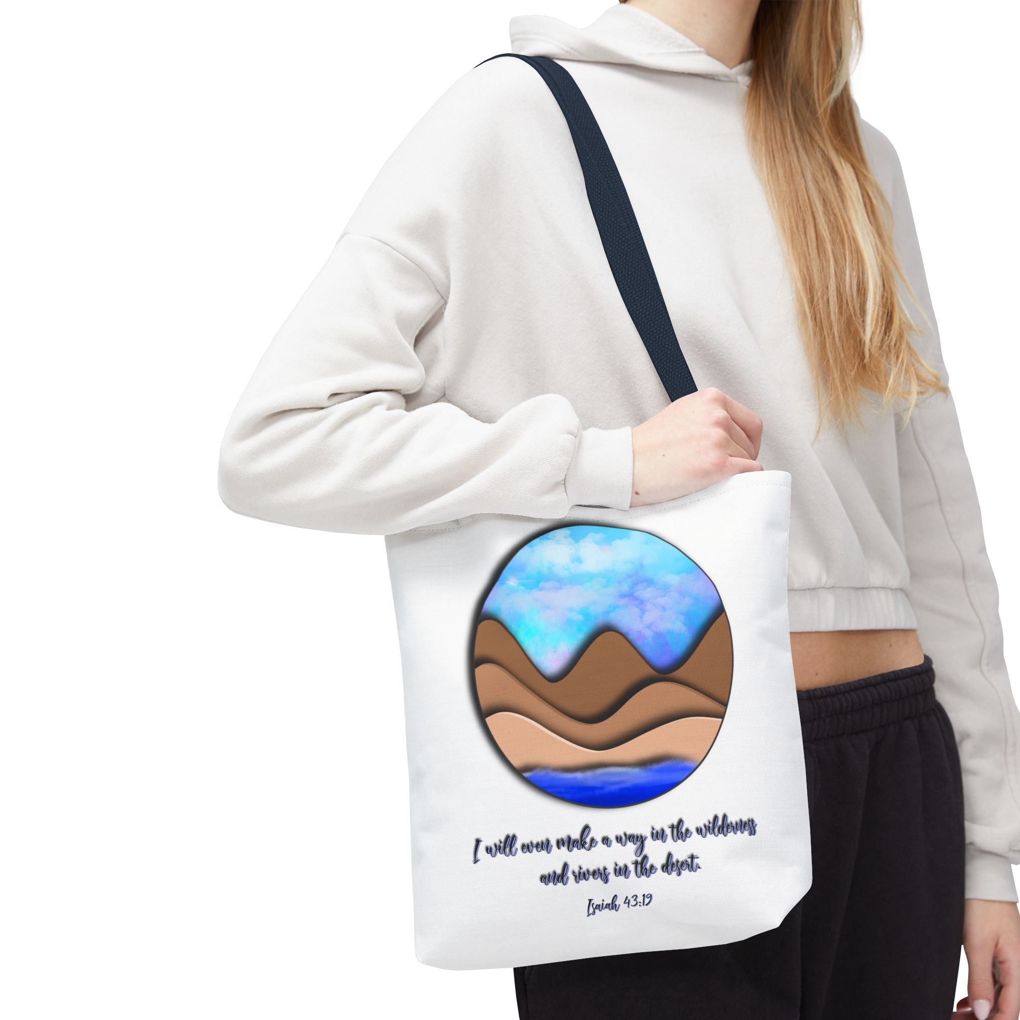 Inspirational Mountains Tote —  Scripture Landscape Tote Bag