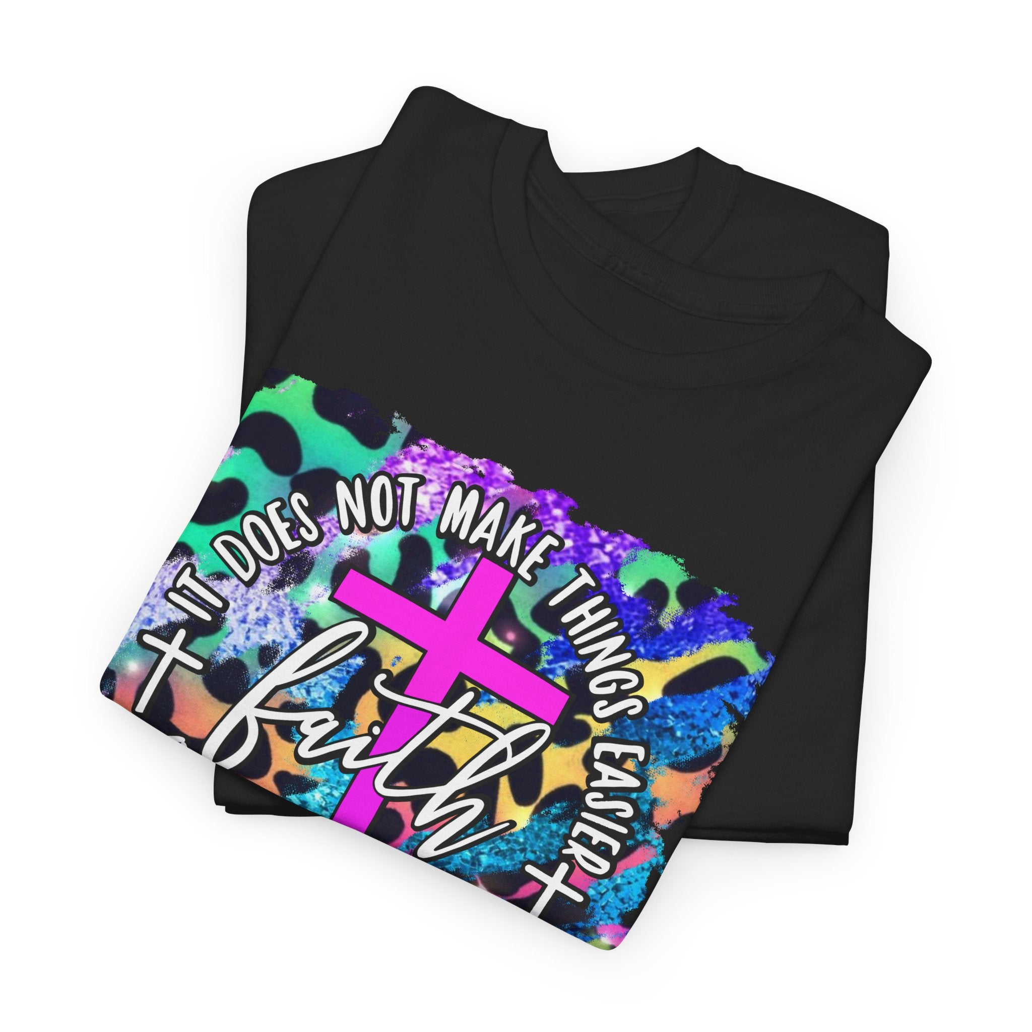 Faith Graphic Tee - Colorful Cross Inspirational Christian T-Shirt (Hebrews 11:1)