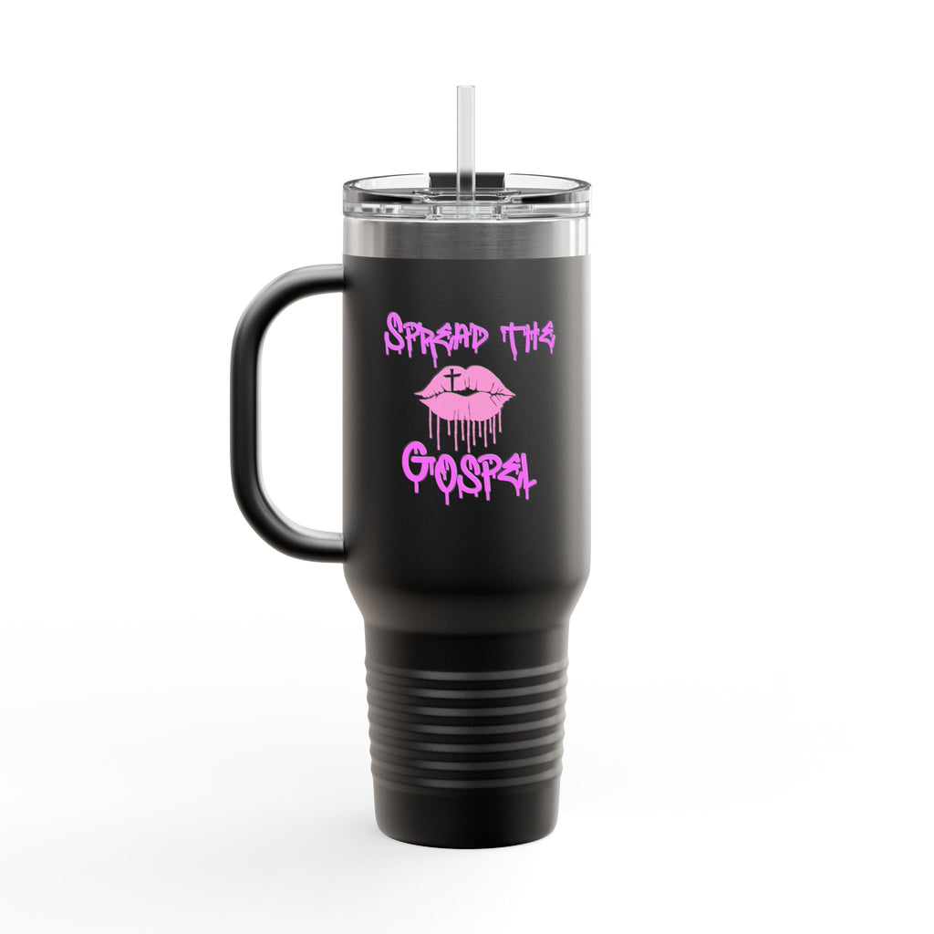40oz Insulated Travel Mug — “Spread the Gospel” Pink Lip Graphic