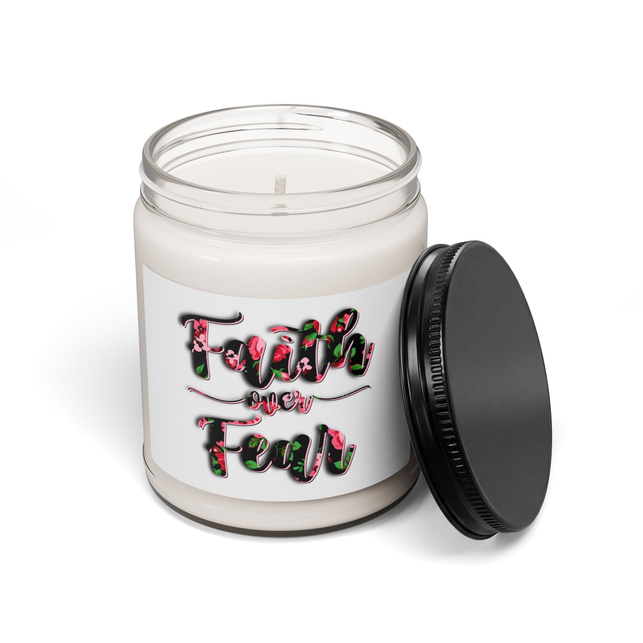 Faith Over Fear Floral Soy Candle — 9oz Scented Jar
