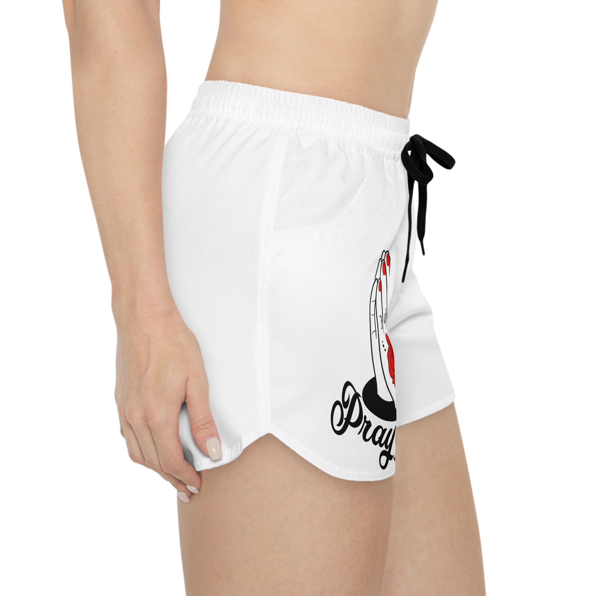 Pray Harder Women's Casual Shorts – Prayer Hands & Rose Graphic