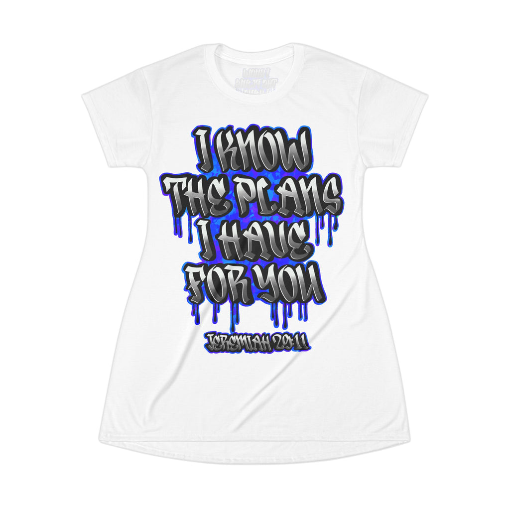 Jeremiah 29:11 Graffiti T-Shirt Dress — "I Know The Plans I Have For You" Inspirational Bible Verse