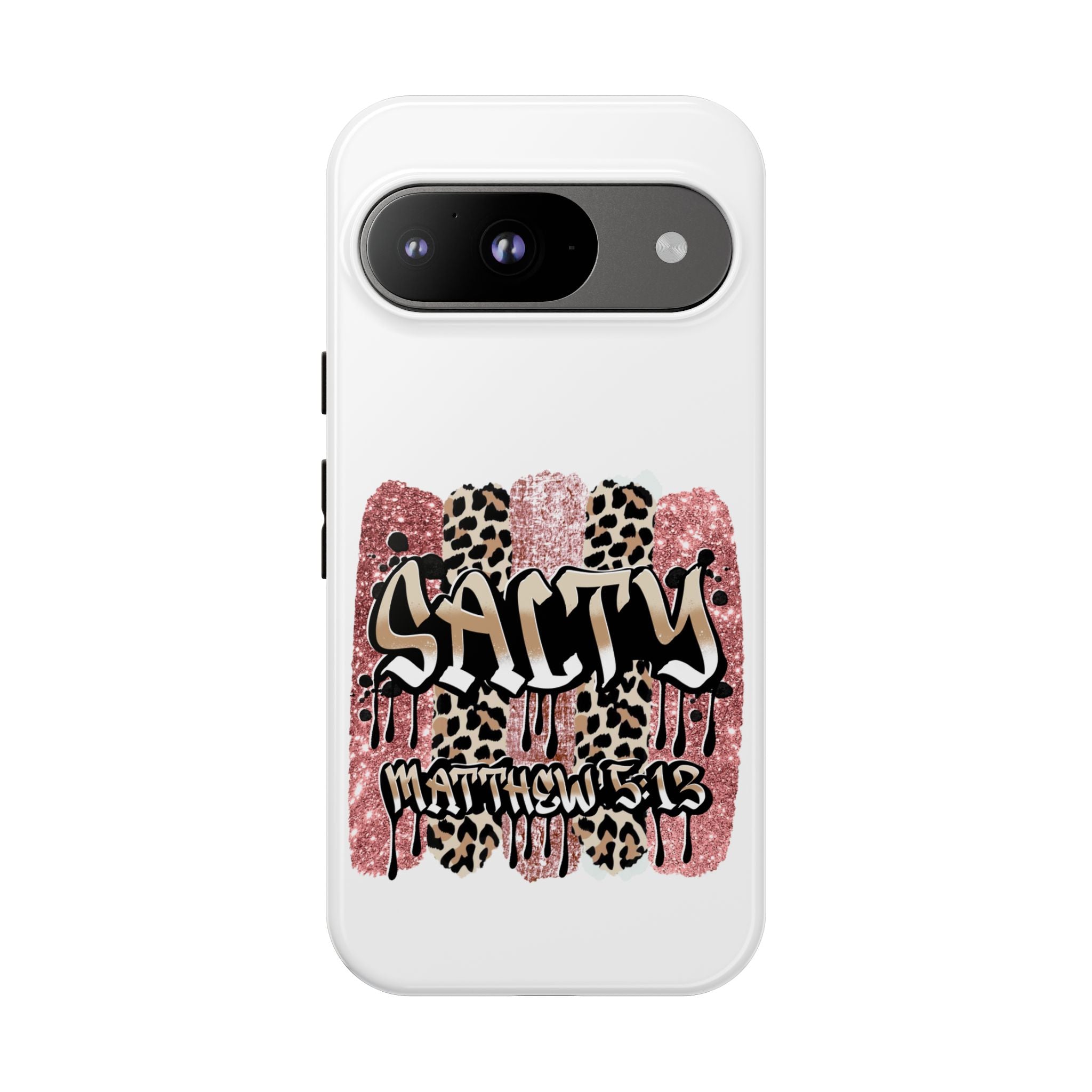 Salty Matthew 5:13 Scripture Leopard Pink Glitter Tough Case — Matthew 5:13 Scripture Phone Cover