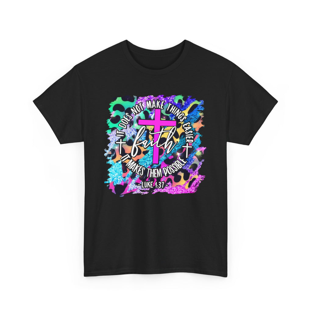 Faith Graphic Tee - Colorful Cross Inspirational Christian T-Shirt (Hebrews 11:1)